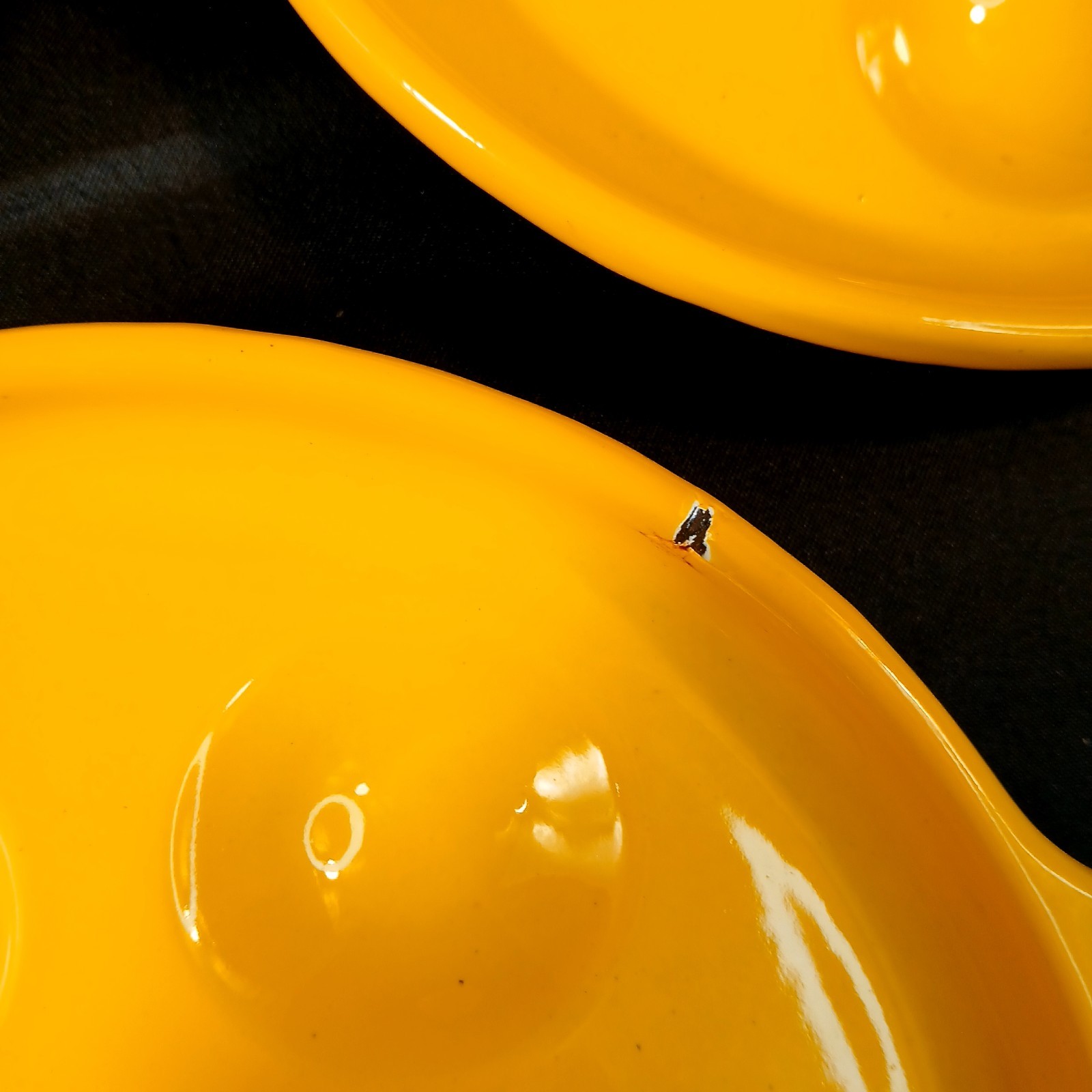 🌼 Vintage Yellow Enamel Steel Escargot Plates Japan Set 4