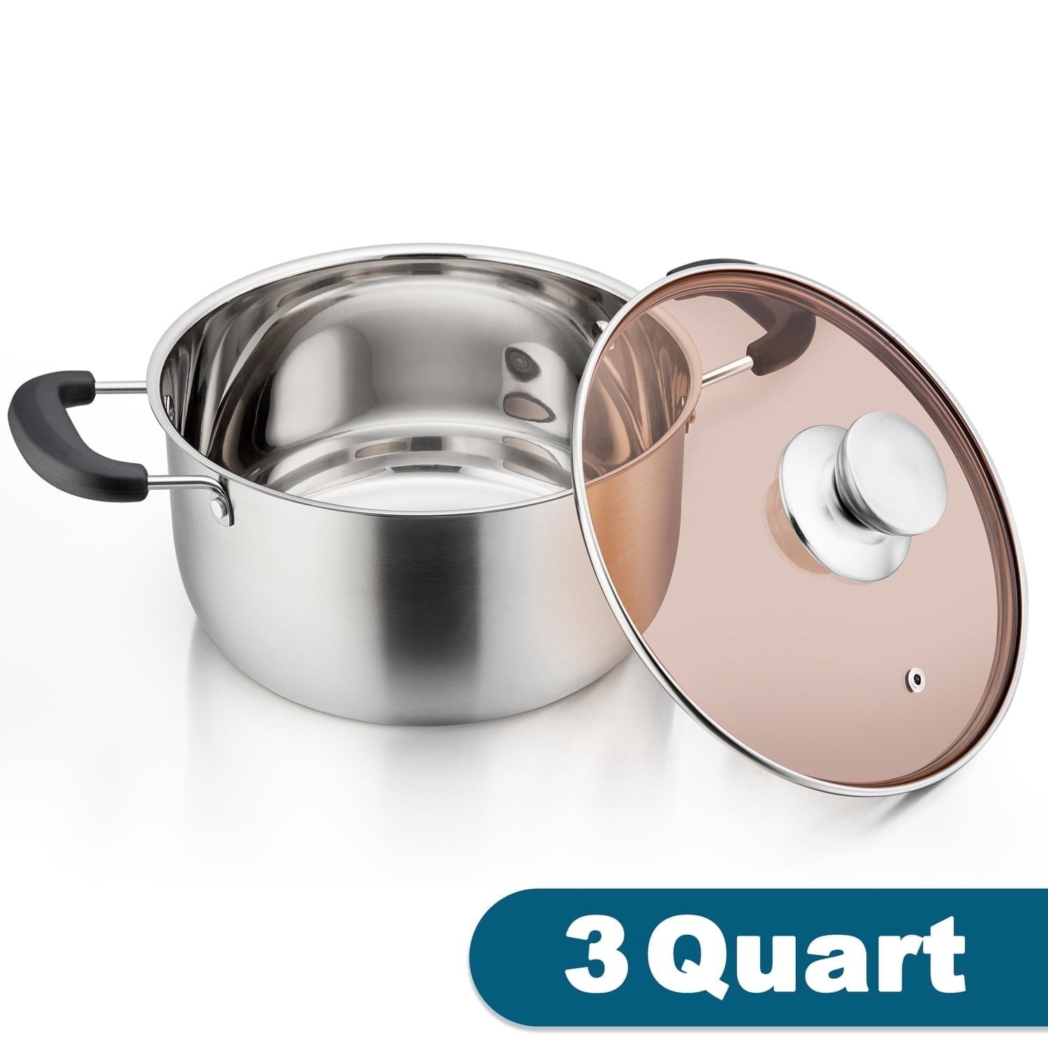 3Qt Stainless Steel Stock Pot w/ Lid Soup Pasta Cooking Pot Kitchen