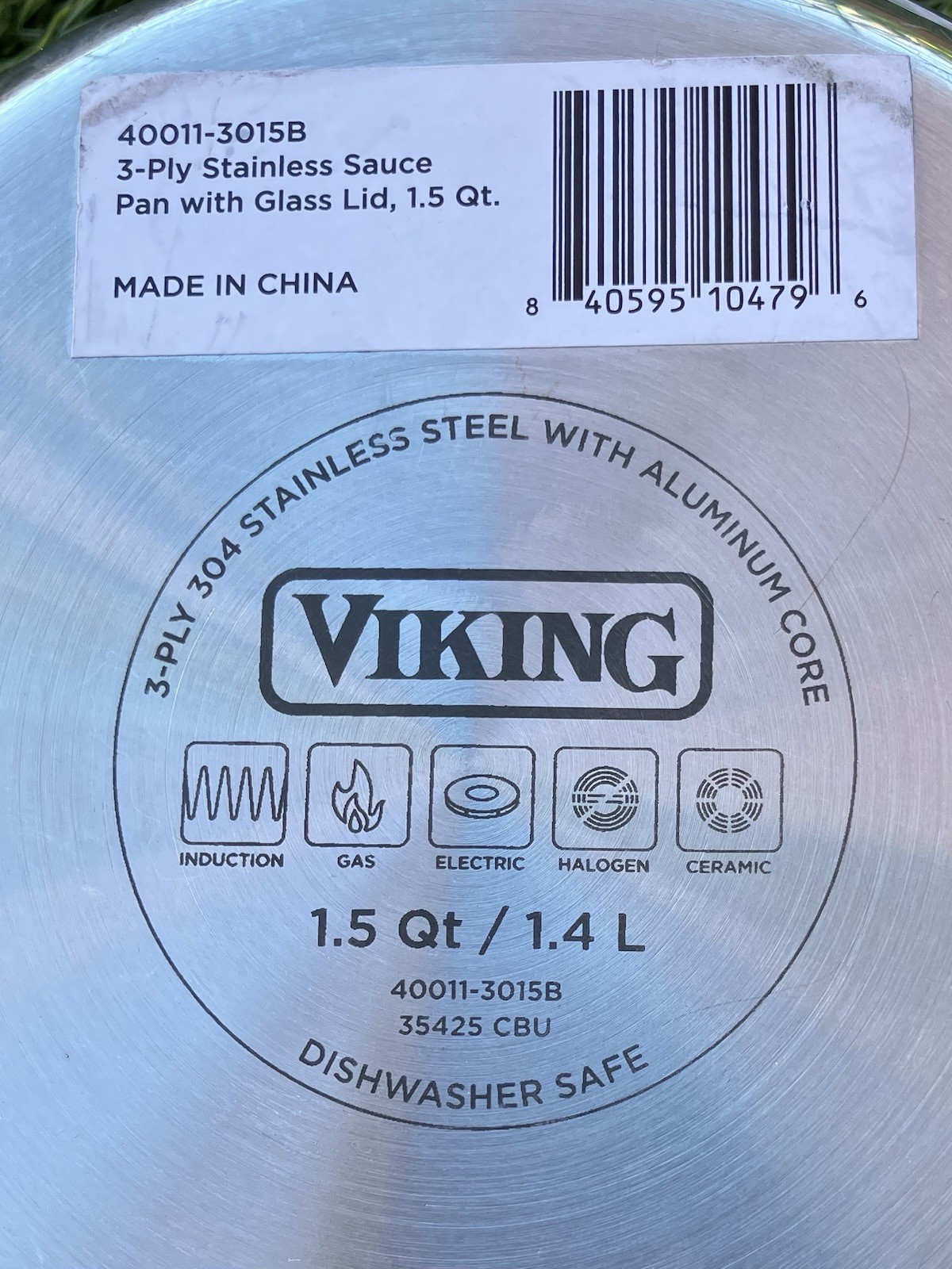 NEW VIKING Cookware 1.5 Qt 3-PLY STAINLESS STEEL SAUCEPAN W/GLASS LID Sauce Pot