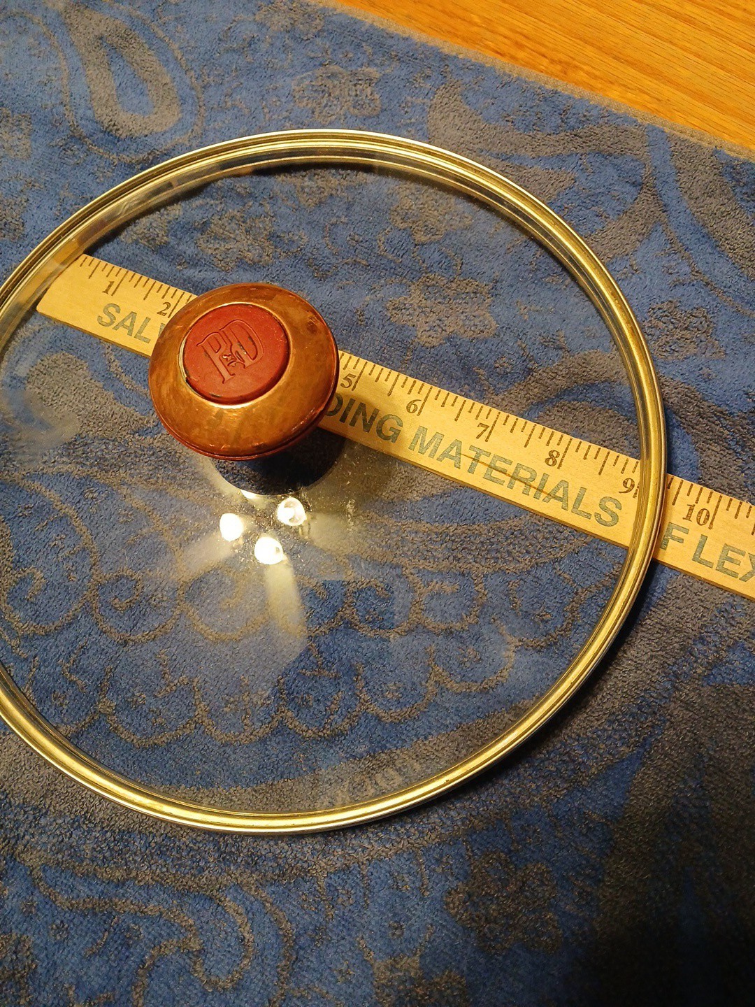 2 Paula Deen PD Glass Copper Replacement Lid 9.25” Interior Diam. Red Enamel