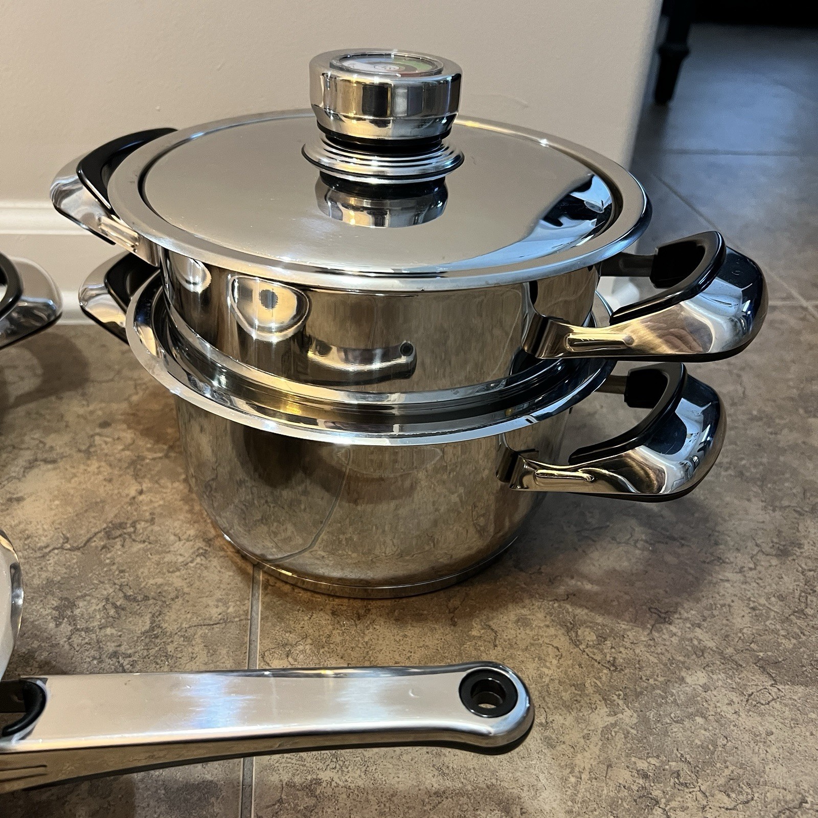 7 Piece Set Nutri Stahl Rainbow stainless Cookware Saucepan Stock Pots W/lids