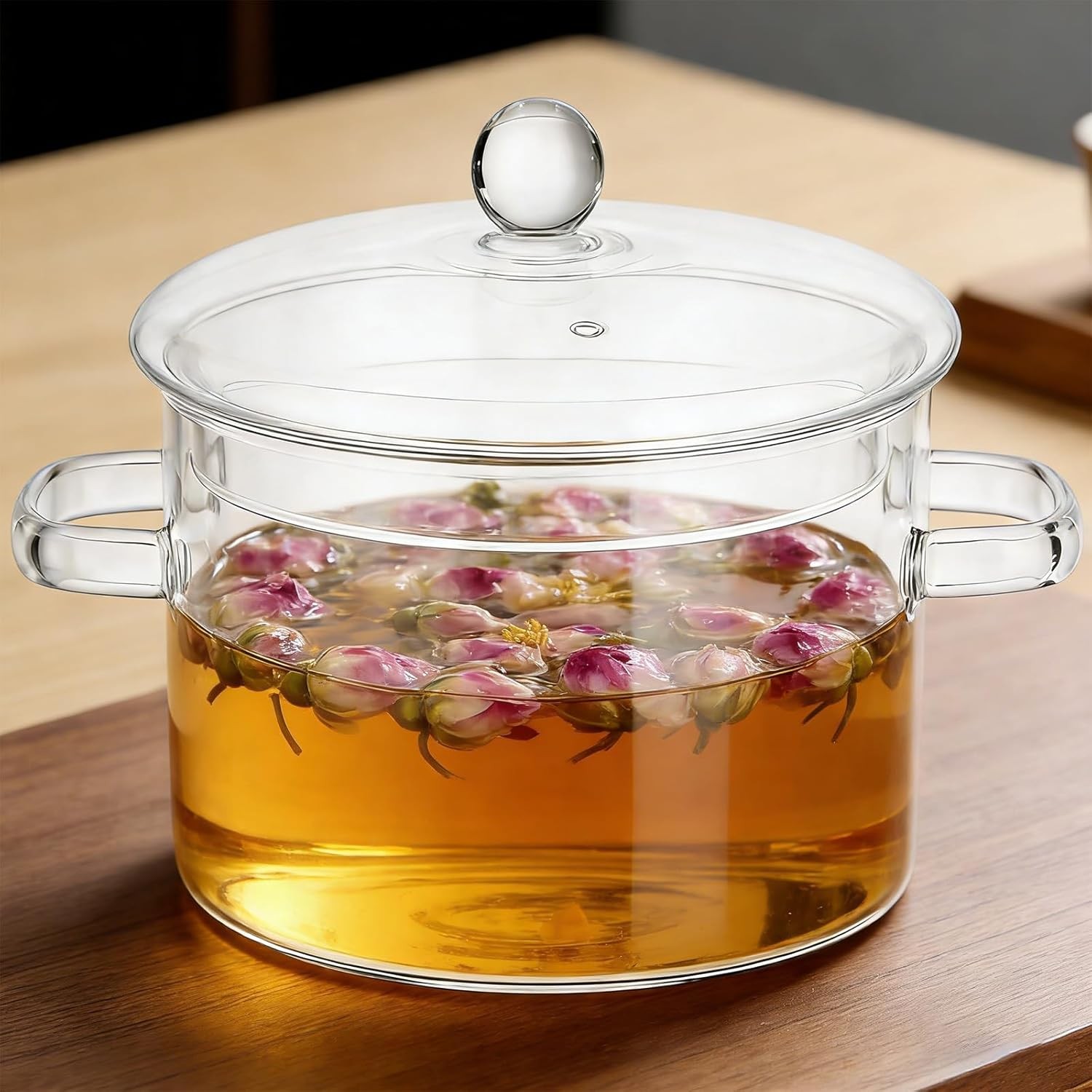 1.5L Glass Pots for Cooking for Stove, Clear Simmer Pot for Cooking, 5.9 x 6.7
