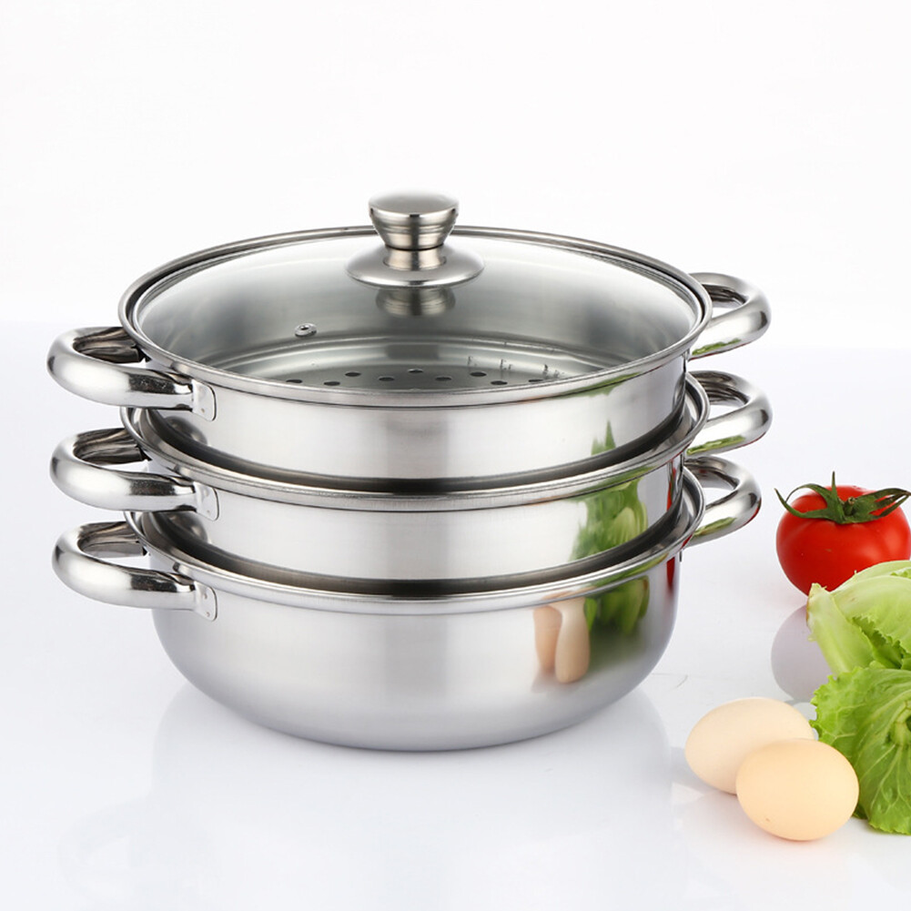 3-Tier Stainless Steel Steamer – Versatile Cooking for Home & Commercial Use USA