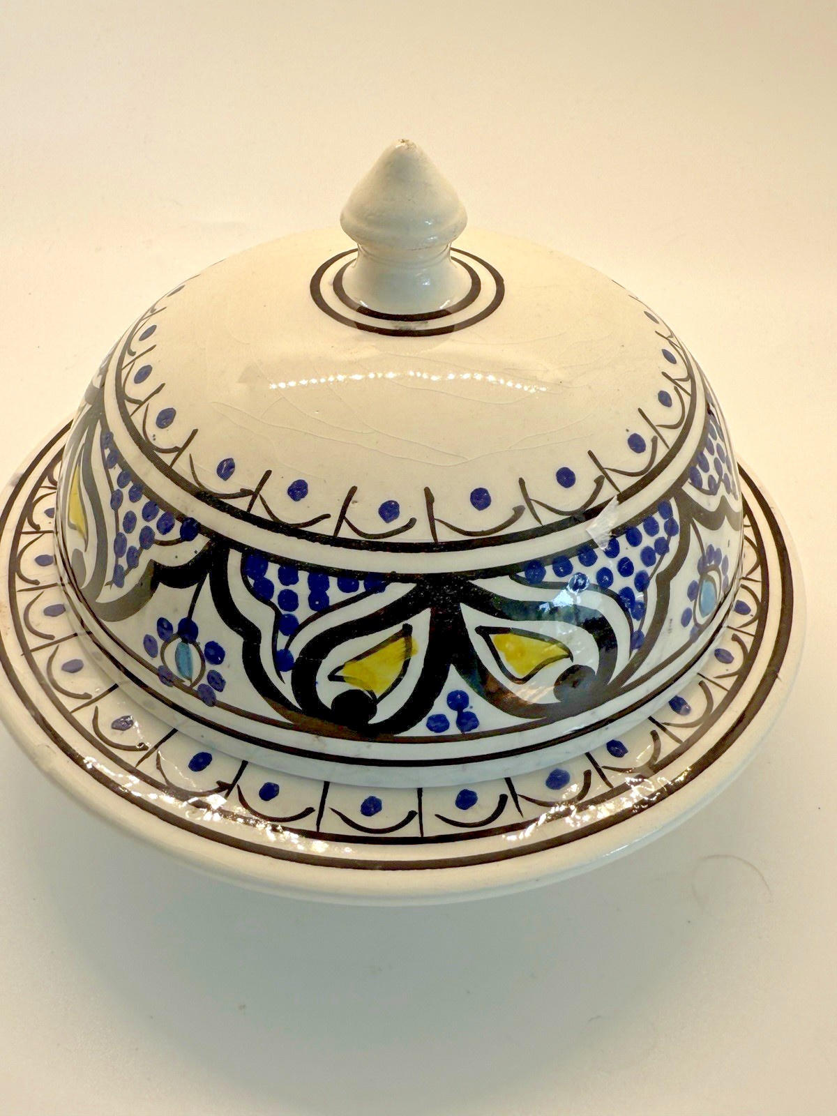 Small to Medium Hand-Painted Ceramic Moroccan Tajine/Tagine