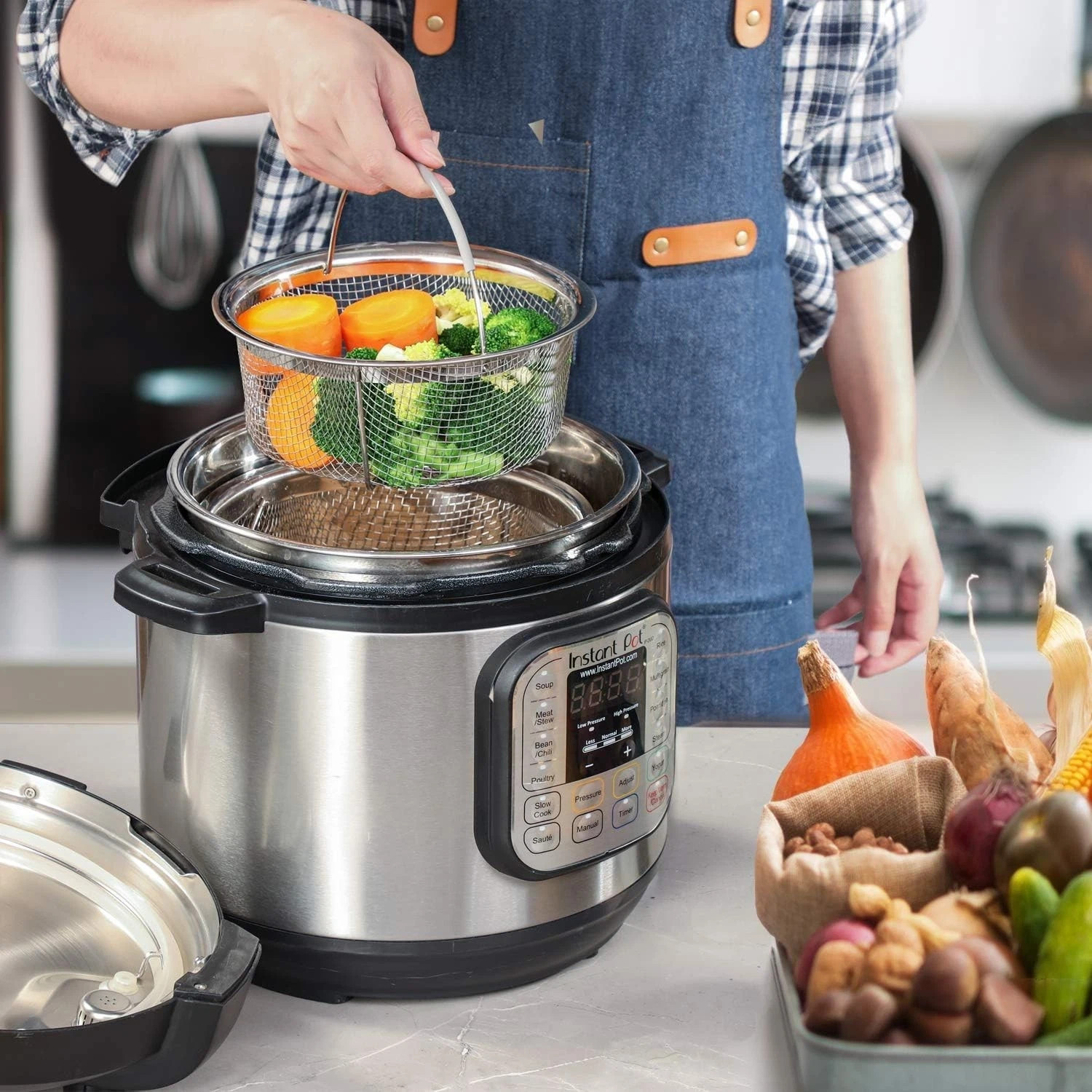 Steamer Basket for Instant Pot Accessories 6 qt or 8 quart – 2 Tier Stackable
