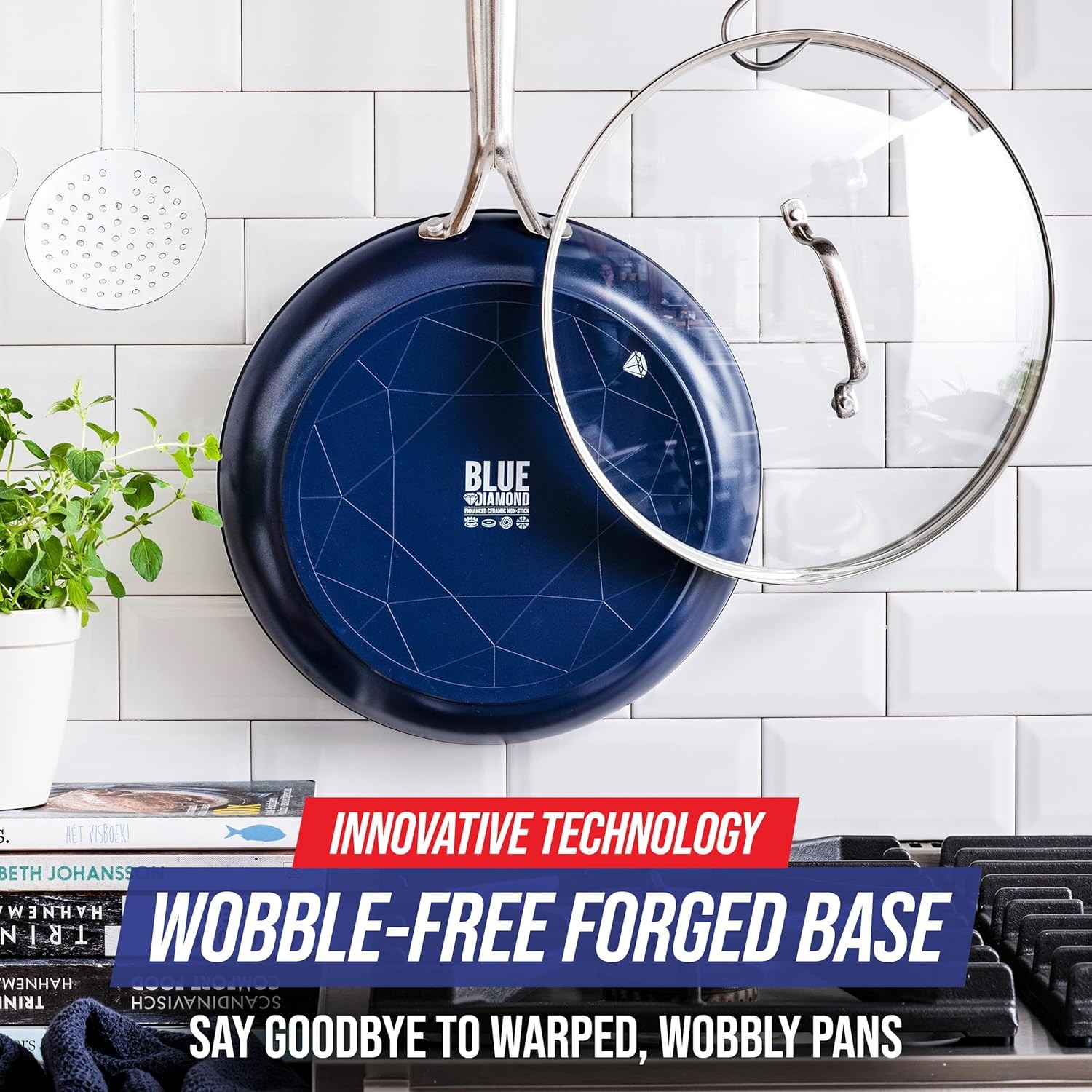 Blue Diamond 12″ Nonstick Frying 12" Pan Skillet with Lid,