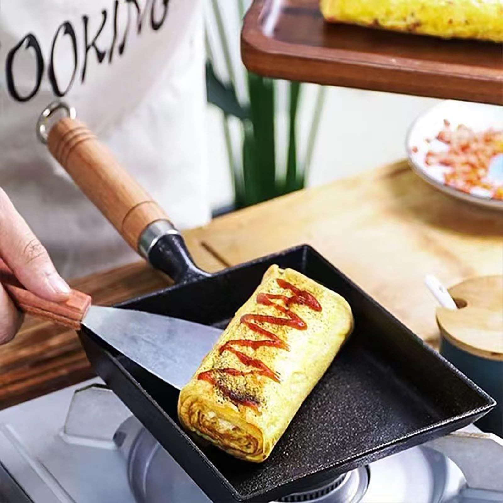 7.5″ Cast Iron Omelette Pan, Rectangle Tamagoyaki Egg Roll Pan, Square Cookin…