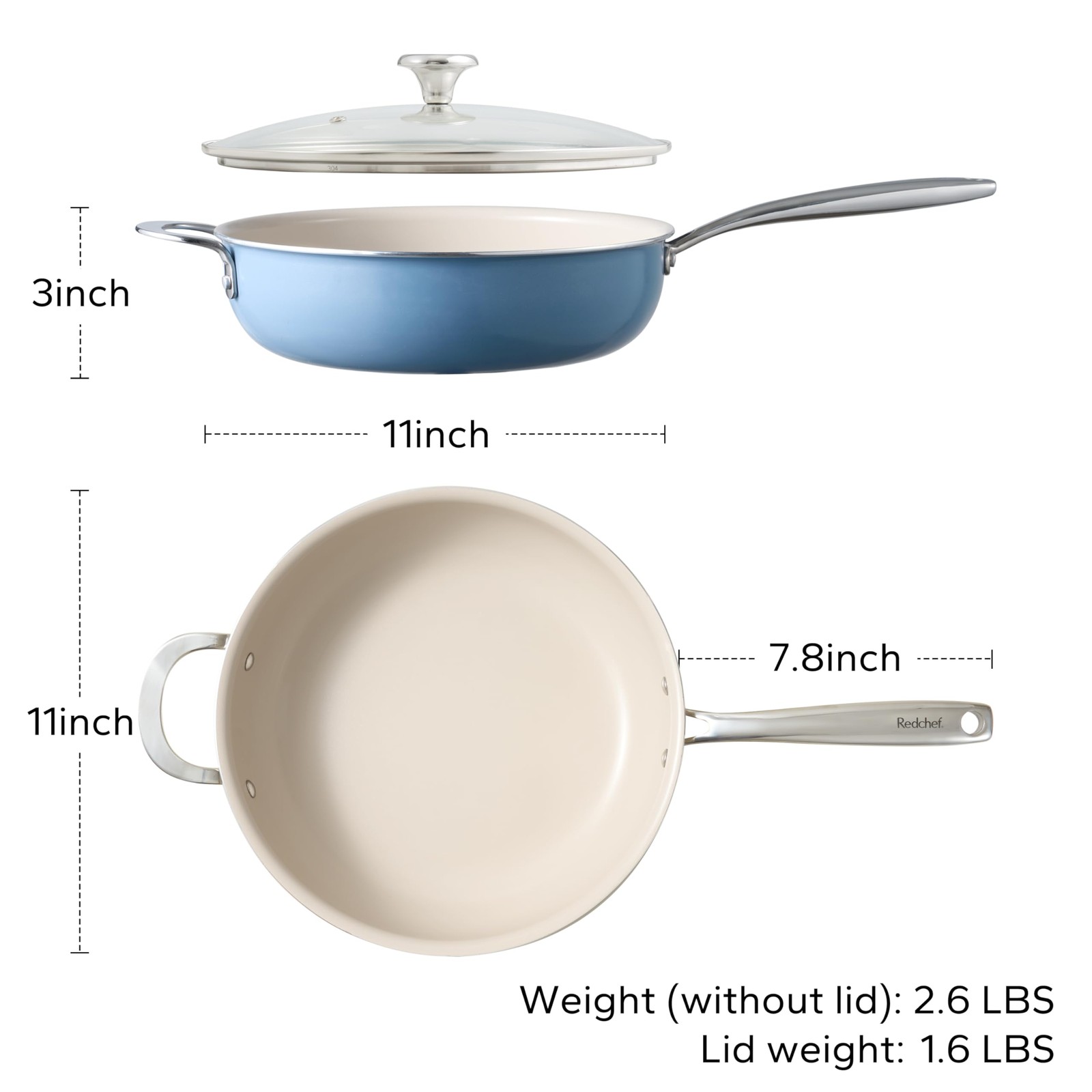 Ceramic Saute Pan with Lid, Nonstick Deep Frying Pan, 5QT Jumbo Cooker with H…
