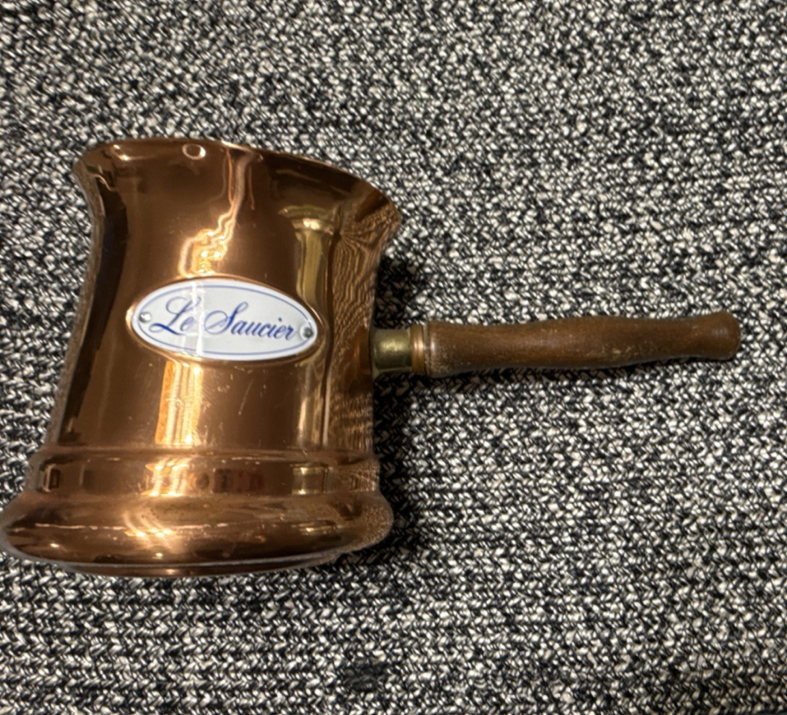 E. Dehillerin Copper 0.5 qt Saucepan w/ Pour Spout Long Wood Handle