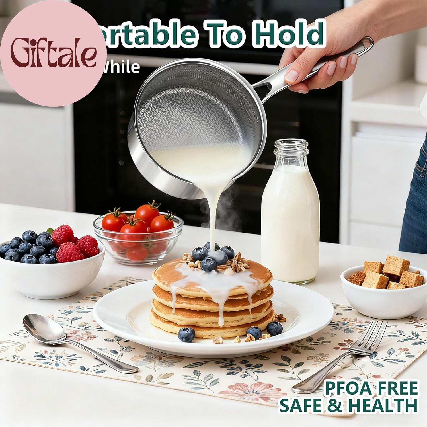 14 Piece Hybrid Stainless Steel Cookware Set Nonstick Pots and Pans