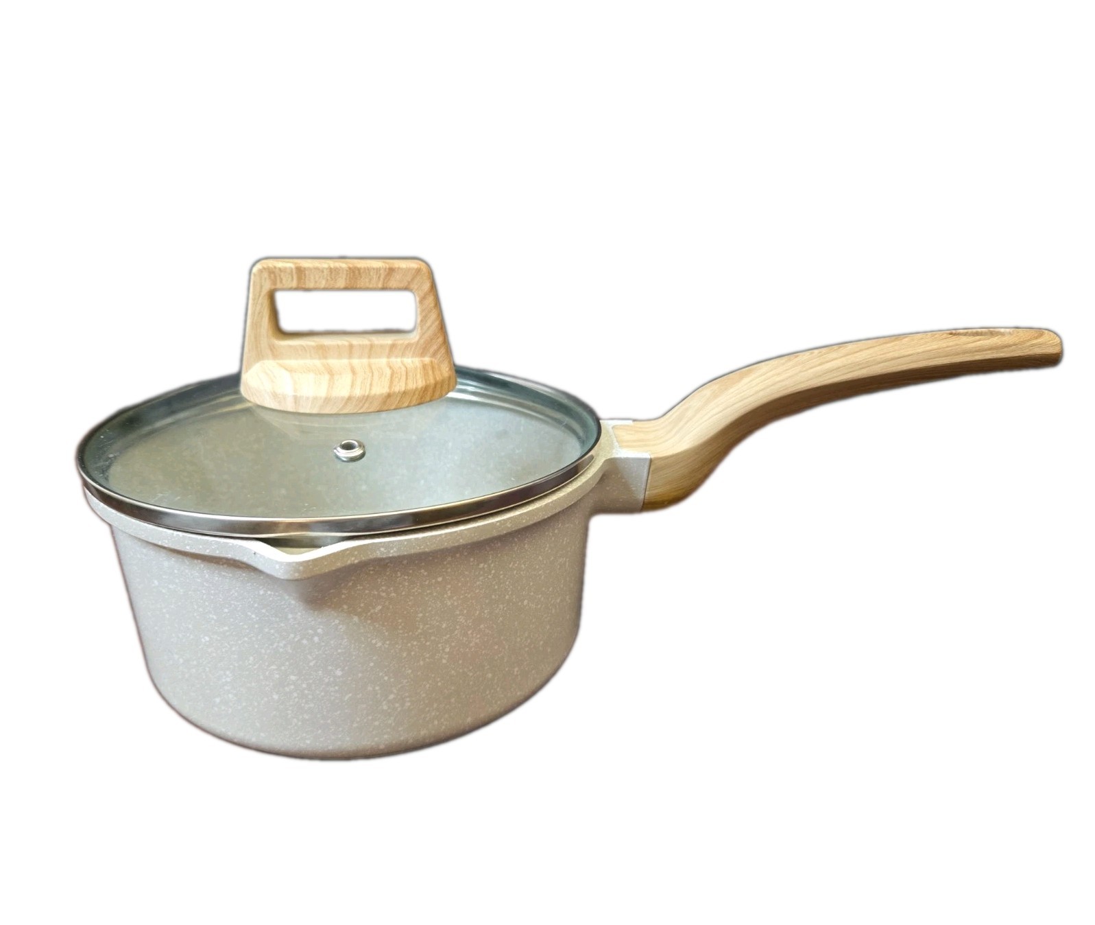 Natural Elements 7″ Saucepan with Glass Lid 1.8 qt Cookware Pan Ivory Preowned