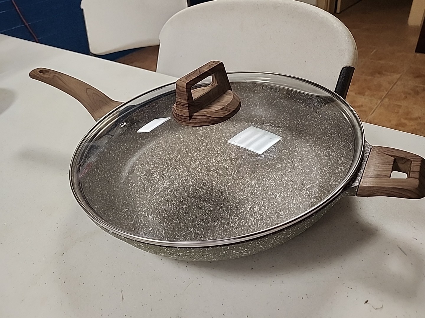 Natural Elements Woodstone 12.5” Sauté Pan With Lid NWT