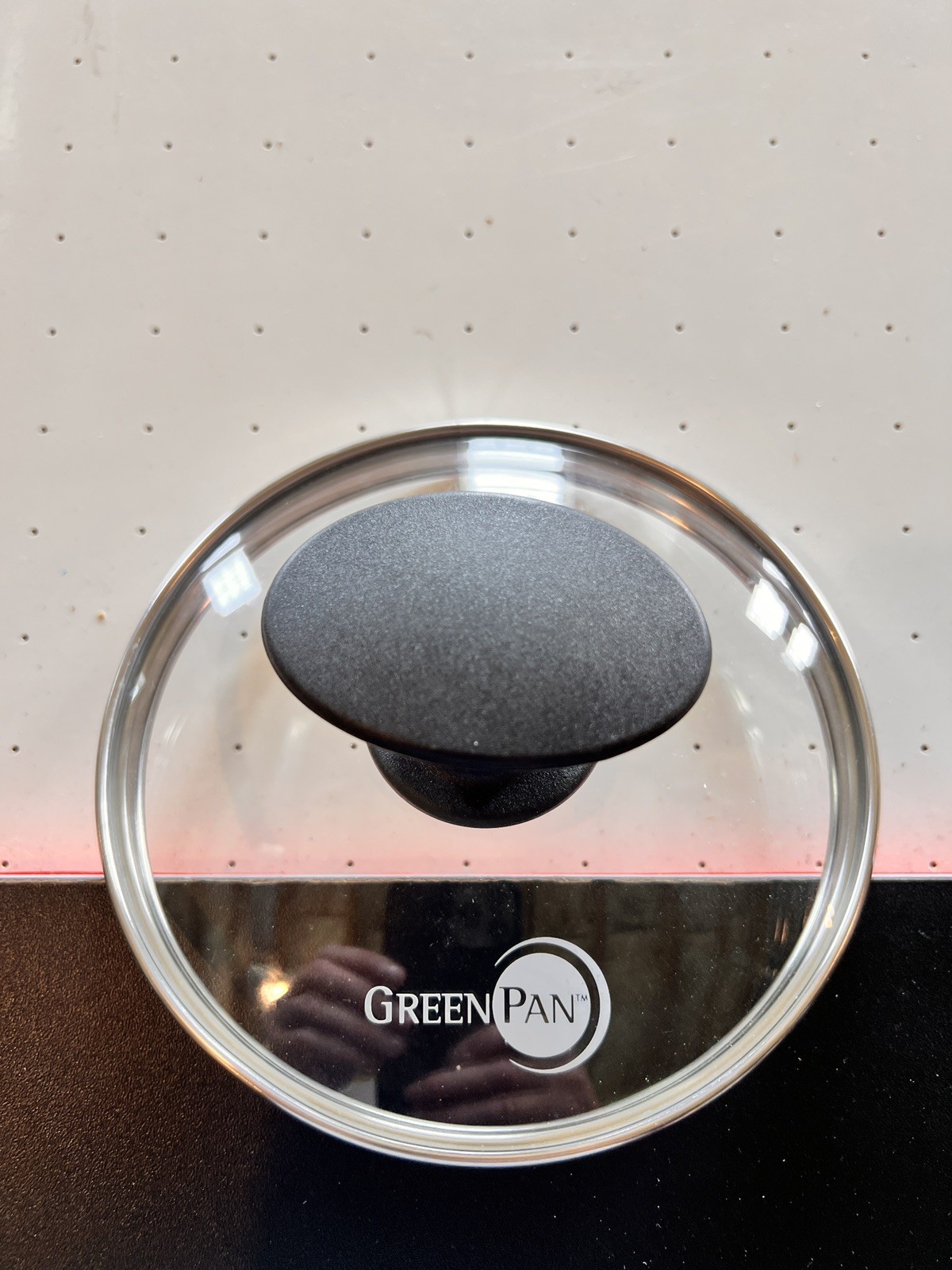 GreenPan 1 Qt Tempered Glass Replacement Lid Black Knob never used