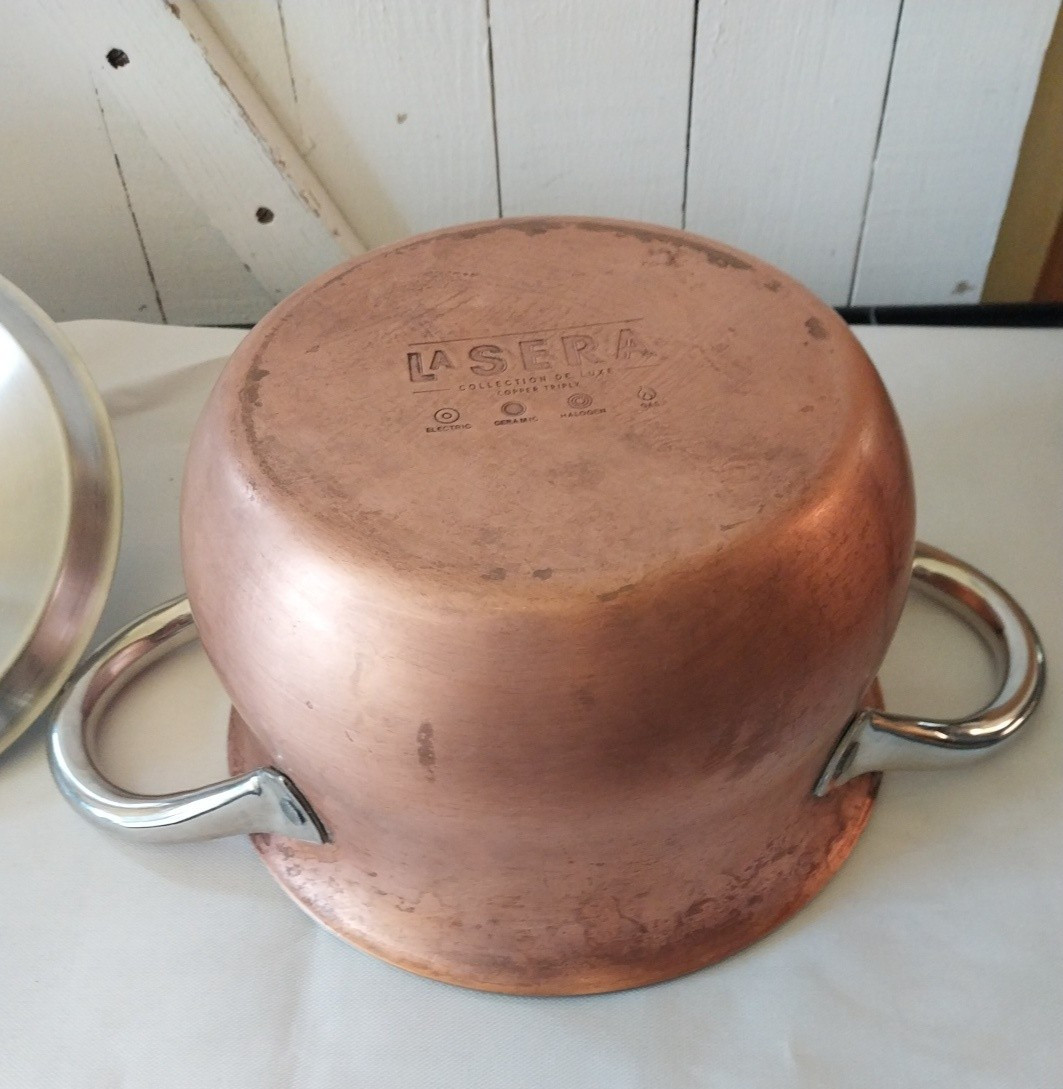 La Sera Hammered Cookware Copper Pot Collection De Luxe Copper Triply w/Lid