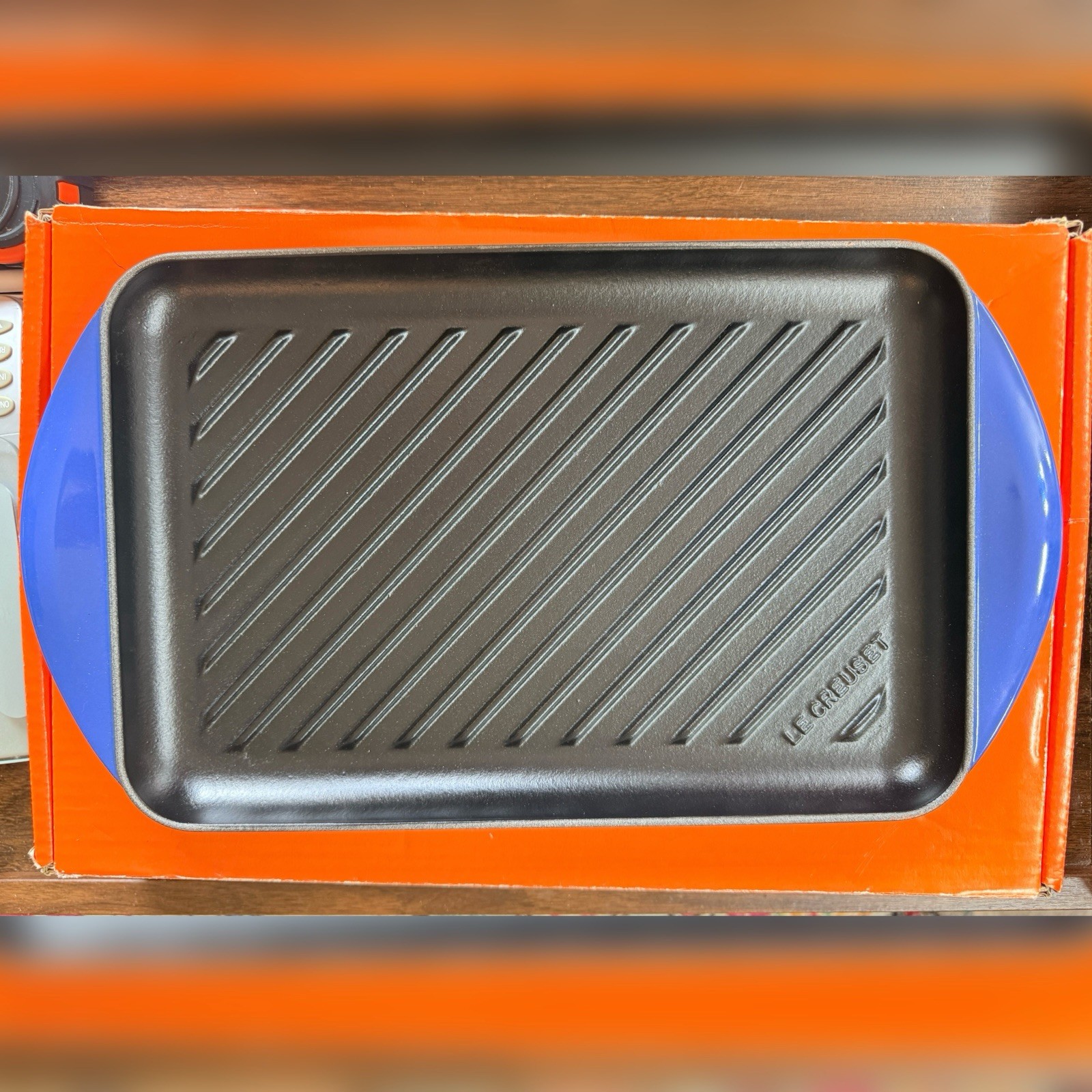 Le Creuset Lapis Blue 32cm Rectangular Skinny Grill Cast Iron New in Box