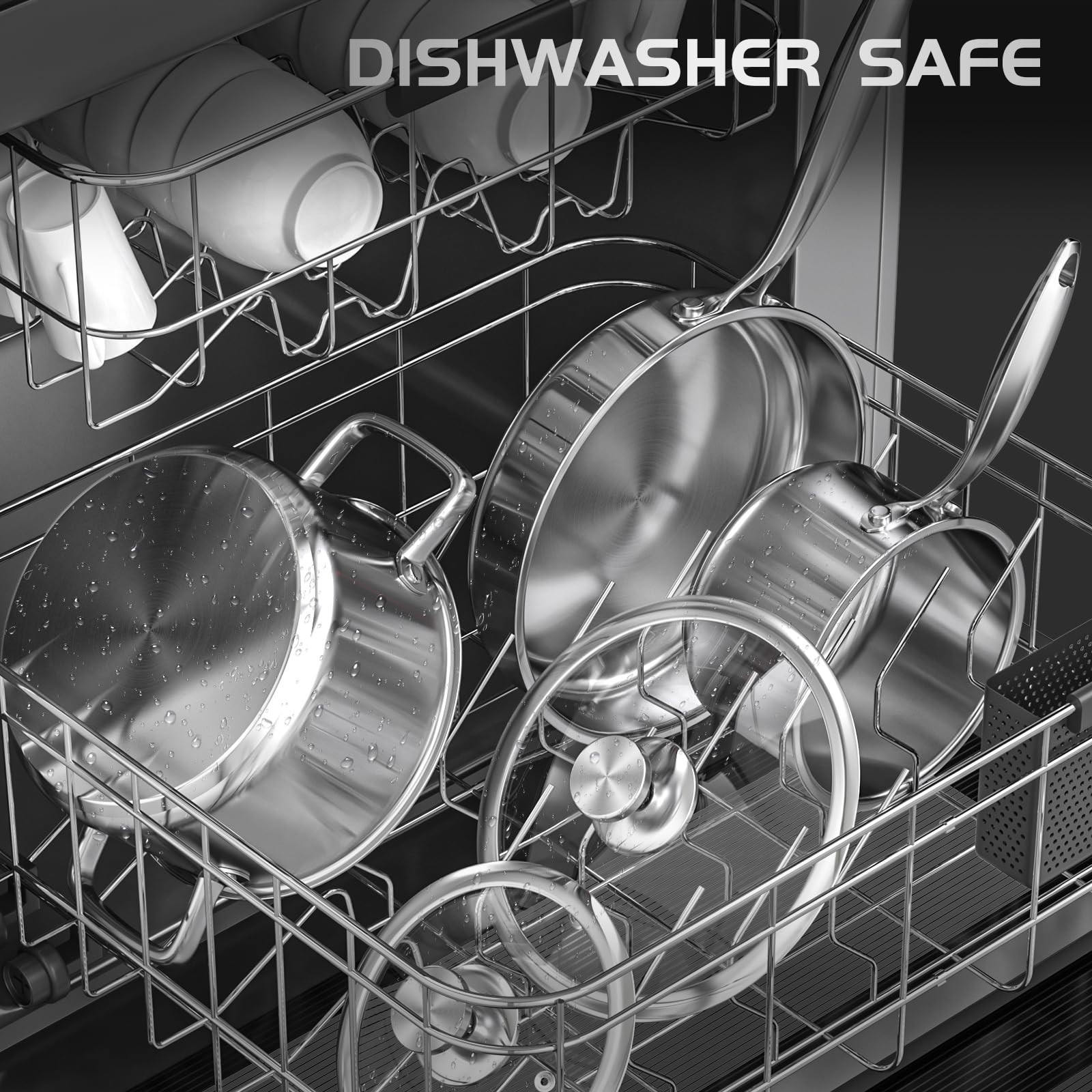 16PC Stainless Steel Cookware Set, Non-Toxic Induction Pots & Pans, Steamer, Ute