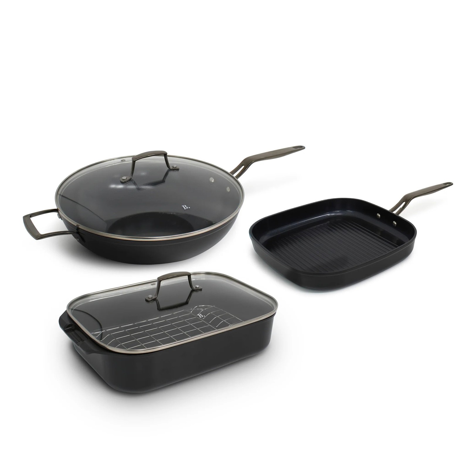 Blu. Cookware Kitchen Sidekick Set, Wok, Grill Pan, Roasting Pan, Non-Toxic,