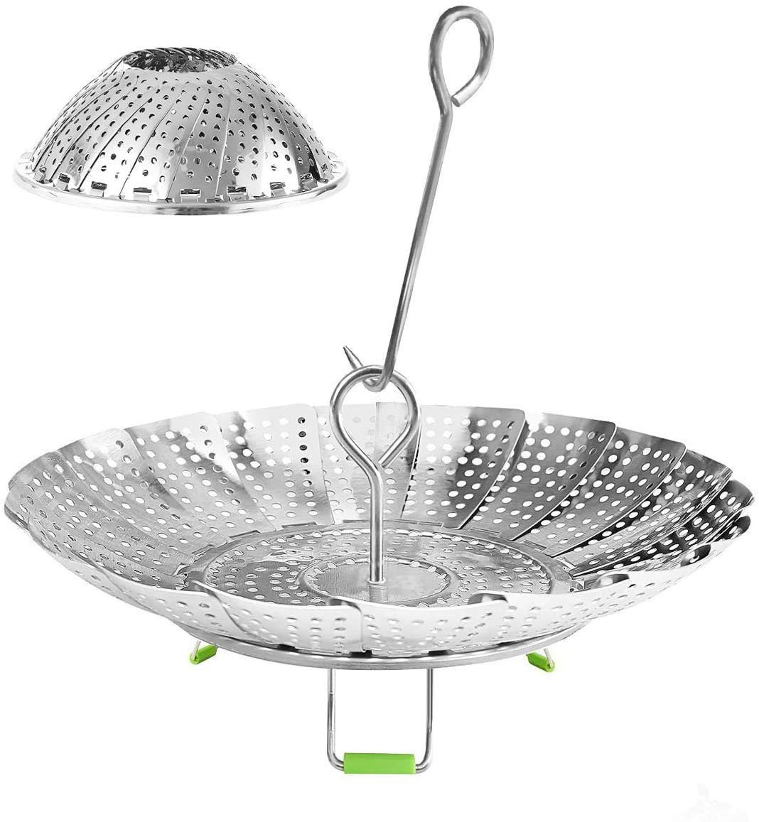 Stainless Steel Steamer Basket 8 Inch 304 Food Grade Adjustable Fits Pots