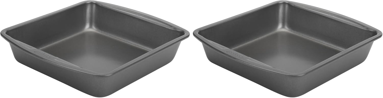 8X8 Baking Pan, Nonstick Square Cake Pan with Stainless Steel Core, Black Metal