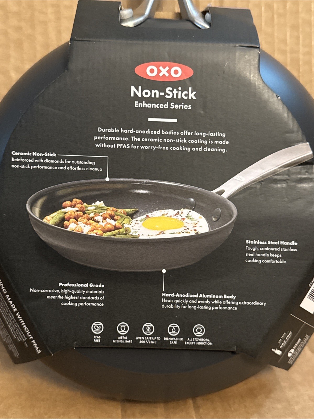 NEW OXO Enhanced 8″ Black Frying Pan Skillet PFAS-Free Ceramic Non-Stick W/Tags