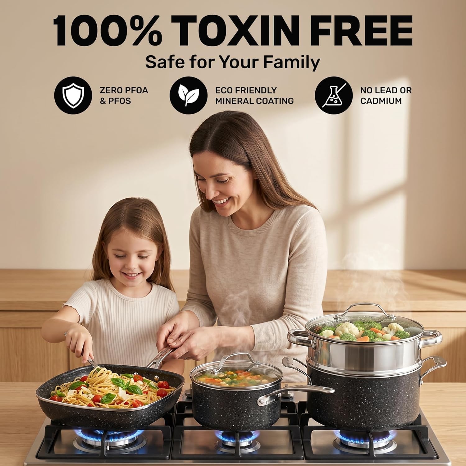 GRANITESTONE 20 Pc Complete Pots and Pans Set Non Stick Cookware Set