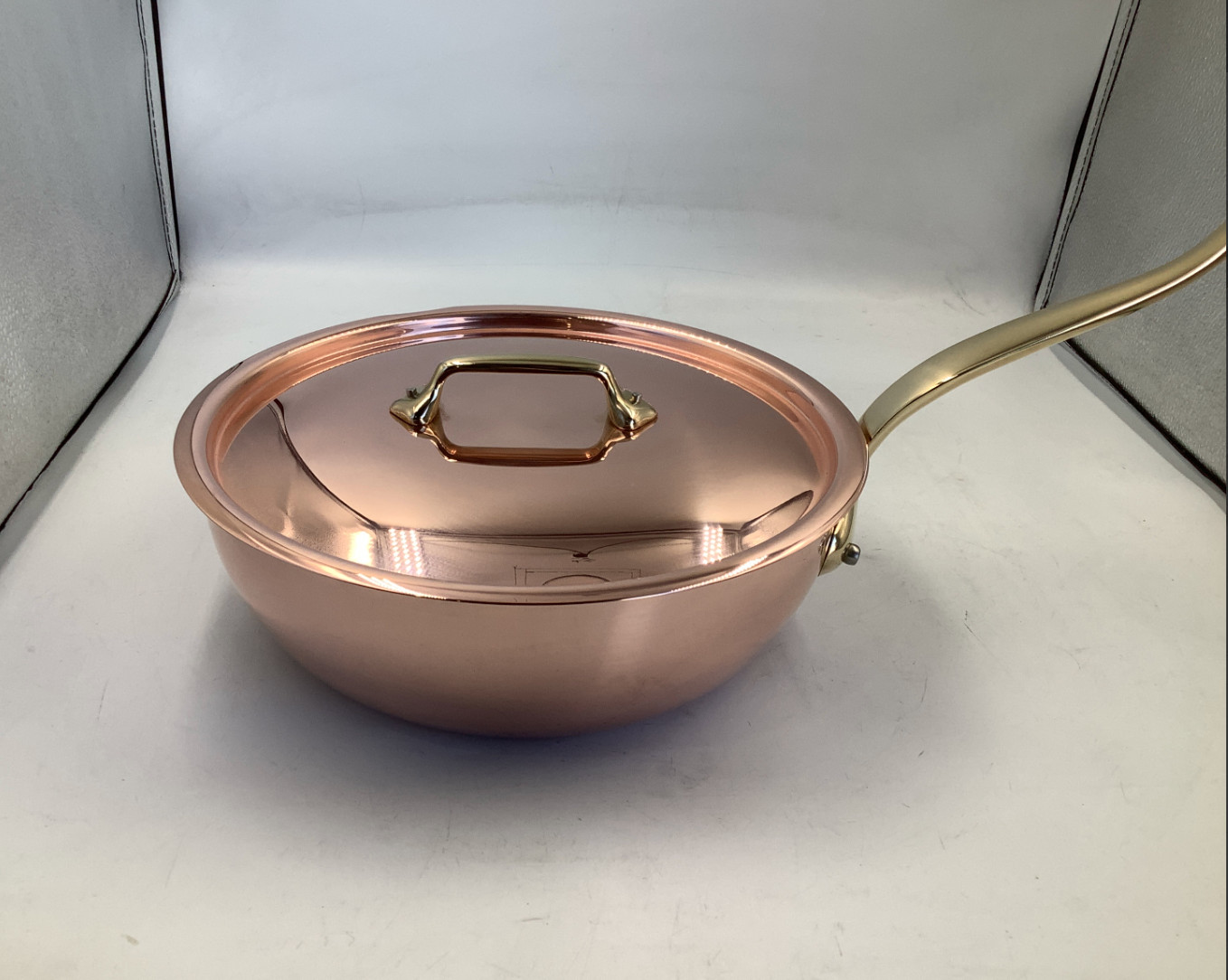 Mauviel M’Heritage 200 B 2mm Polished Copper & Stainless Steel Chef Pan, 3.7-qt
