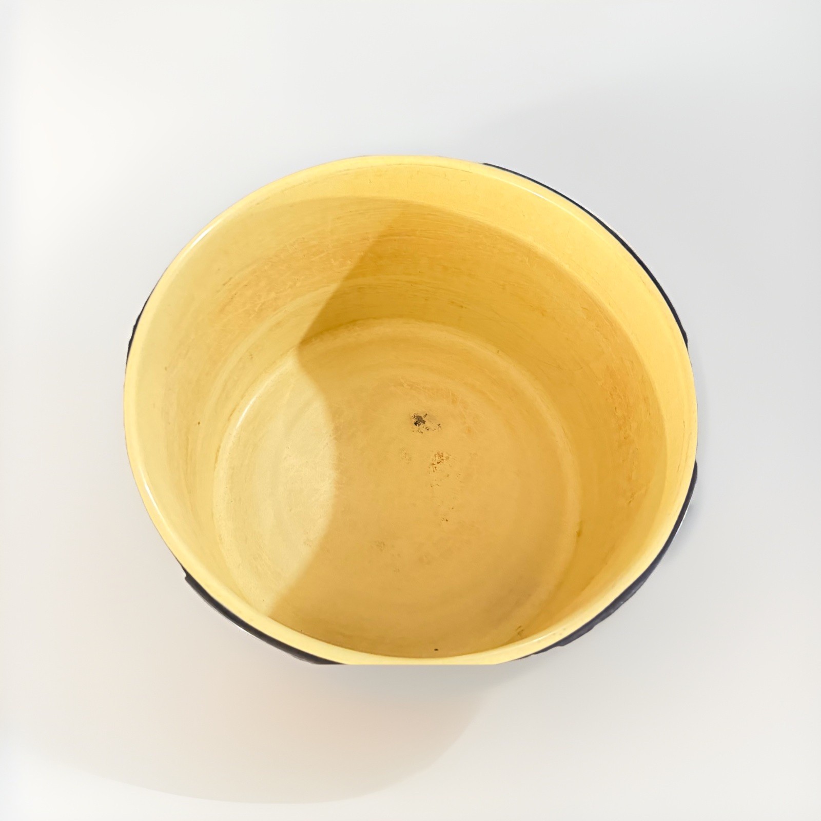 Vintage Yellow Enamel Metal Stockpot with Lid, Double Handle, Two-Piece Set