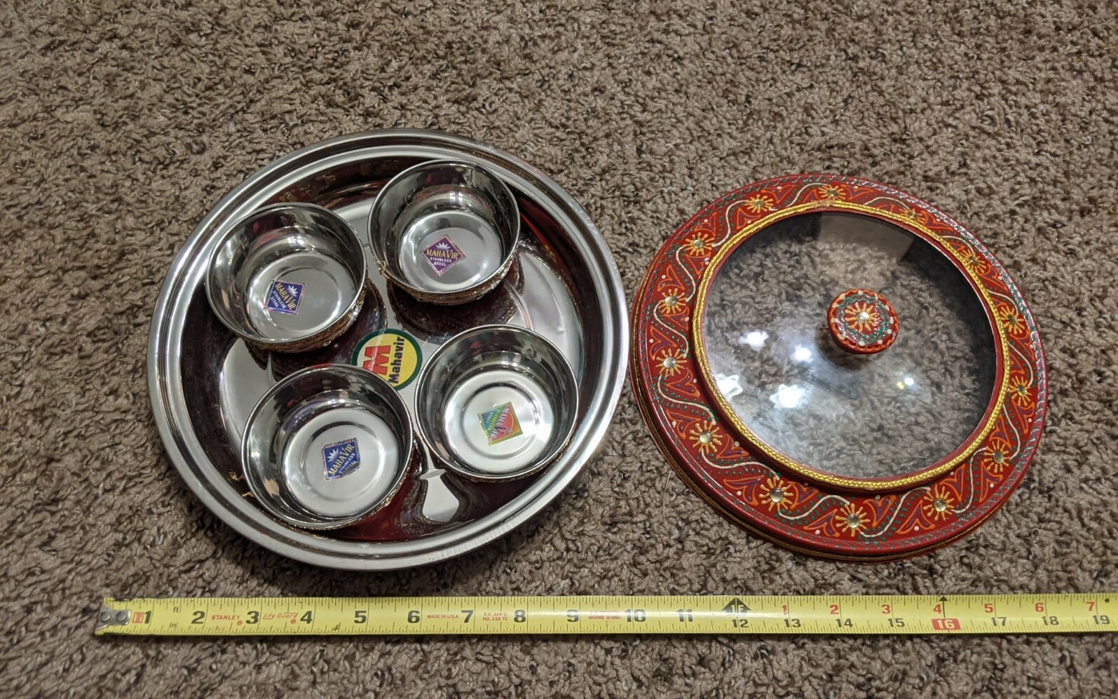 Mahavir 5 Pc Stainless Steel Simmer Set Hand Crafted New