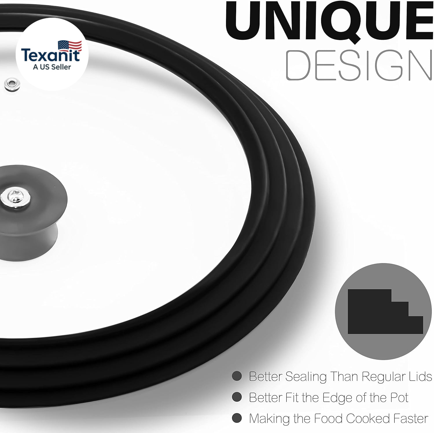 Silicone Universal Lid for Pots, Pans and Skillets – Tempered Glass Covered with