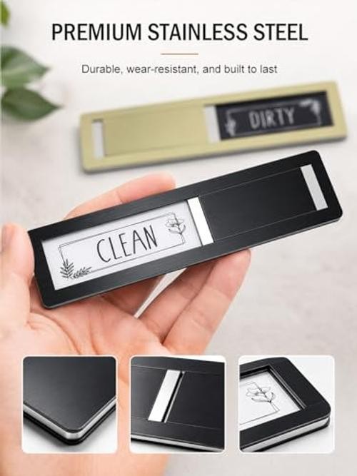 Dishwasher Magnet Clean Dirty Sign, Premium Stainless Steel, Dishwasher silver