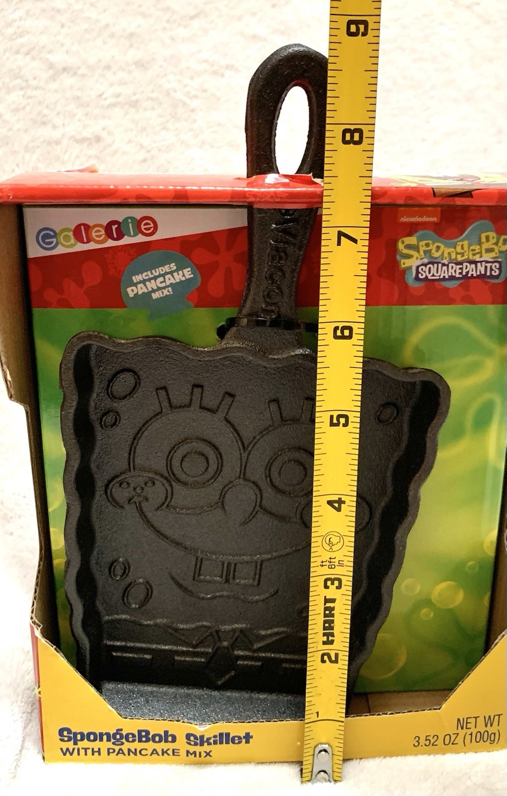 NEW SpongeBob SquarePants Cast Iron Metal Pancake Skillet/Batter Mix Gift Set