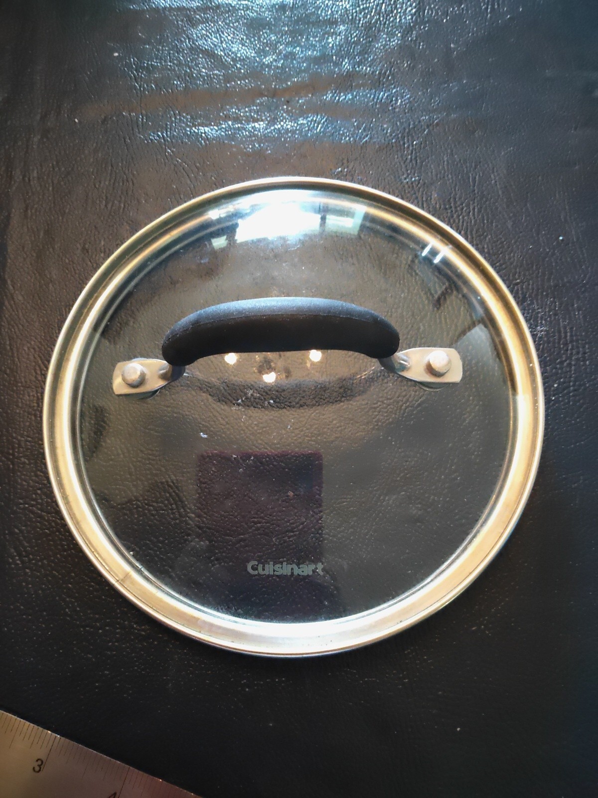 CUISINART 6 3/4″ OD – 6″ ID REPLACEMENT GLASS LID RUBBER COATED HANDLE