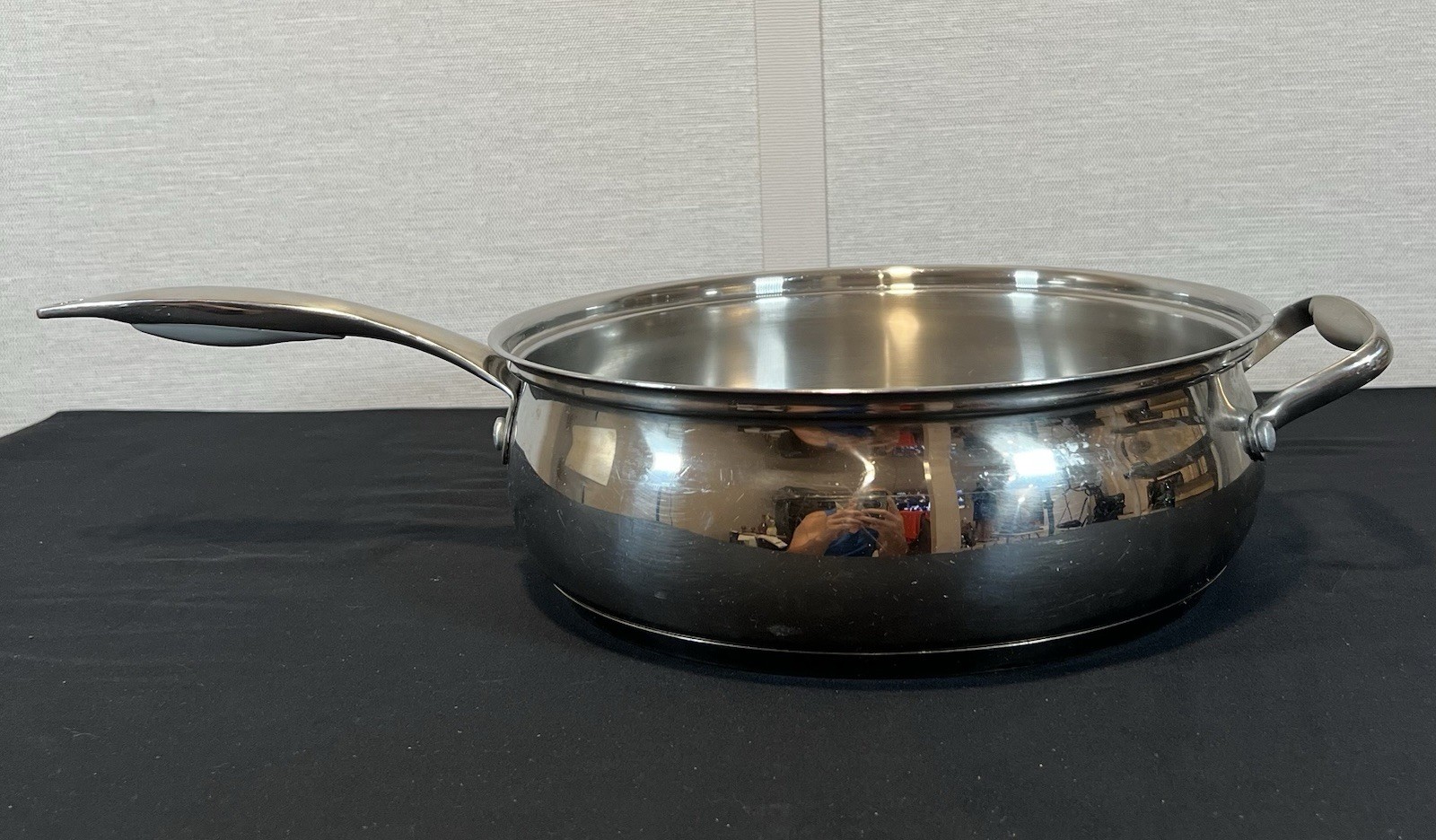 Belgique Stainless Steel 6 Qt 12” Deep Skillet Saucepan Pot Helper Handle No Lid