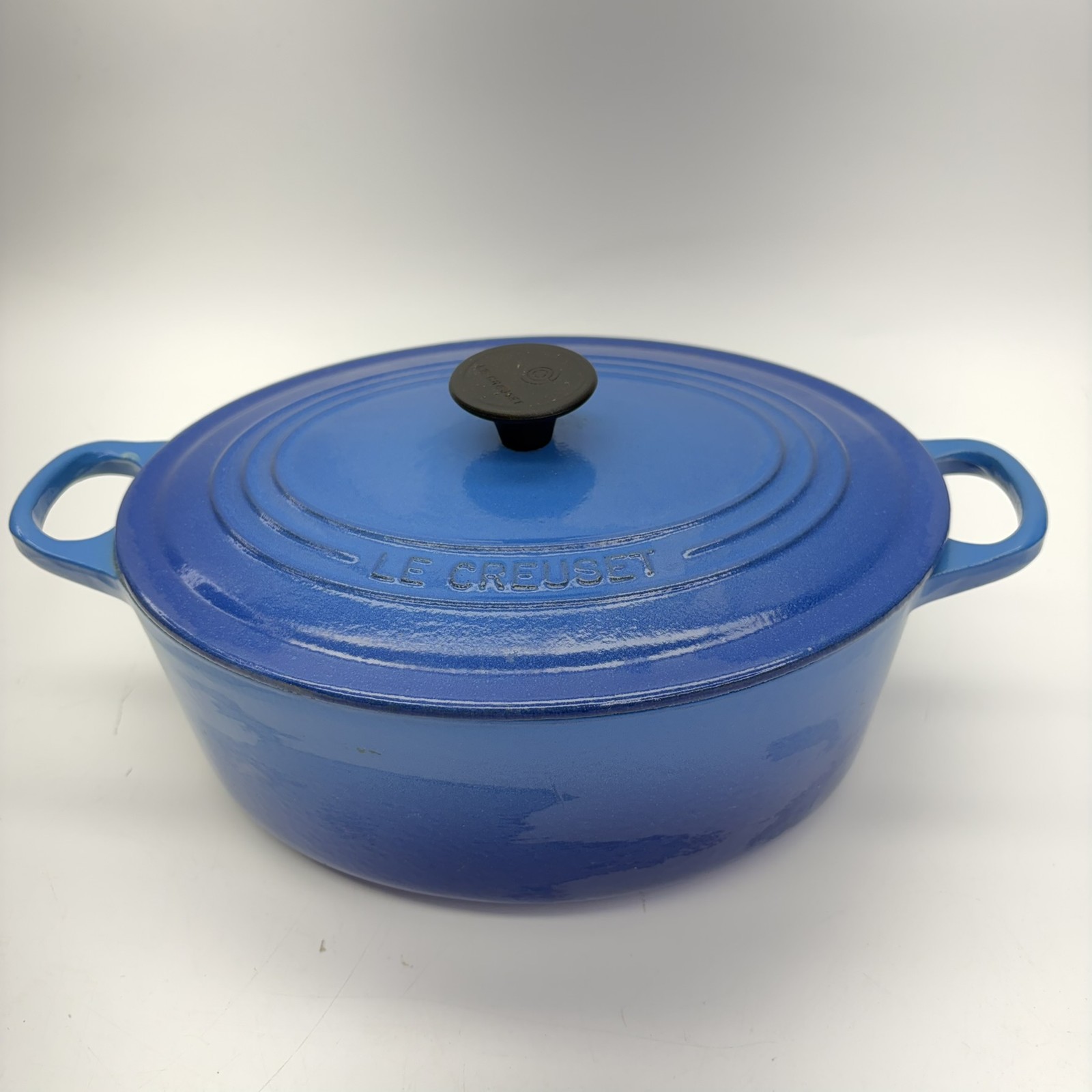 Le Creuset Oval Dutch Oven Casserole Pan Blue Enameled Cast Iron Size 25 France