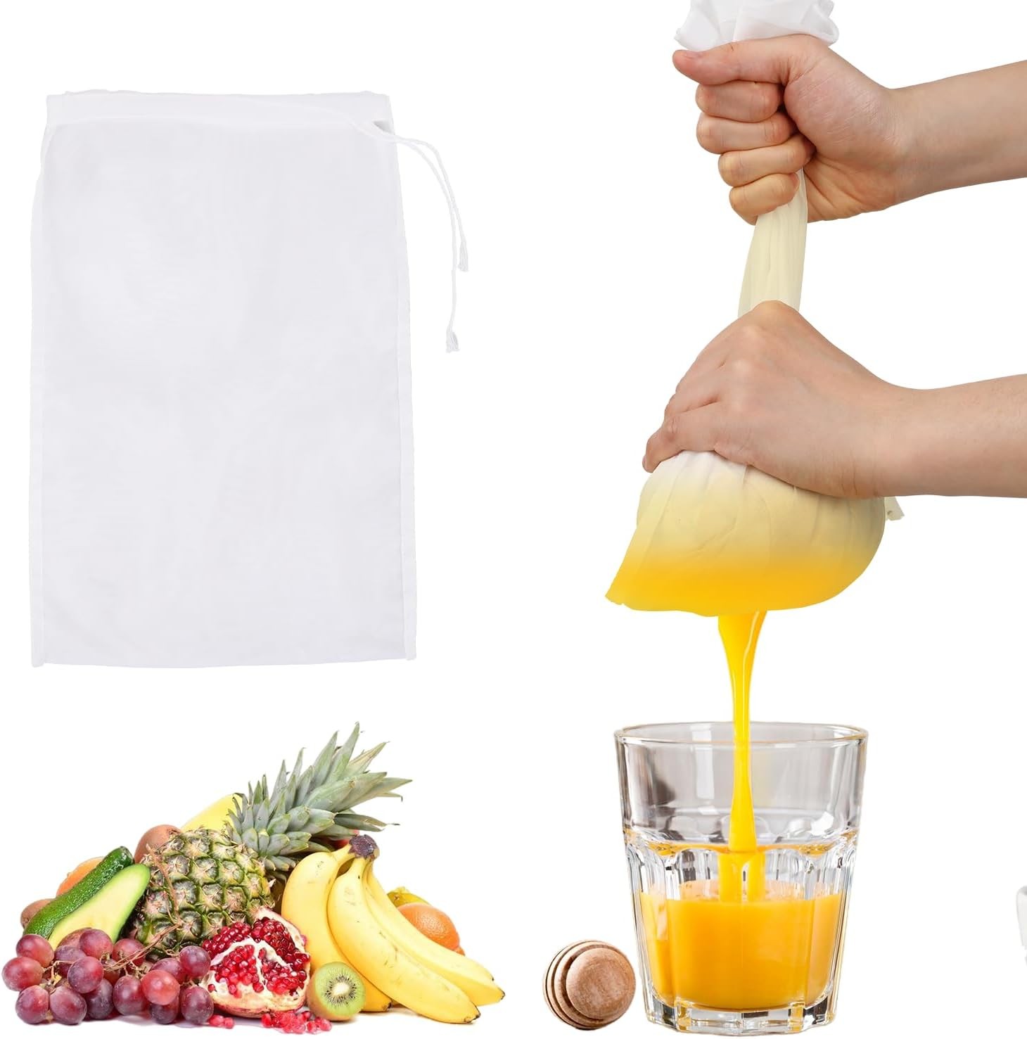 6Pa Nut Bag Strainer 12 x 8 Inch Cheesecloth Bags for Straining Nylon