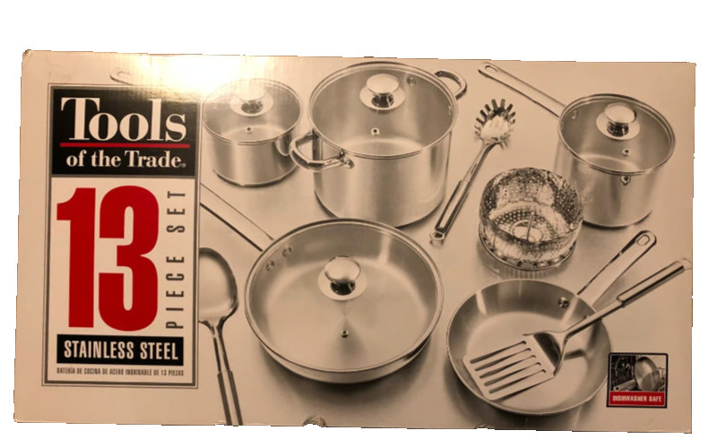 Tools of the Trade 13-Pc. Cookware Set, Stainless Steel -New in (Label Torn Box)