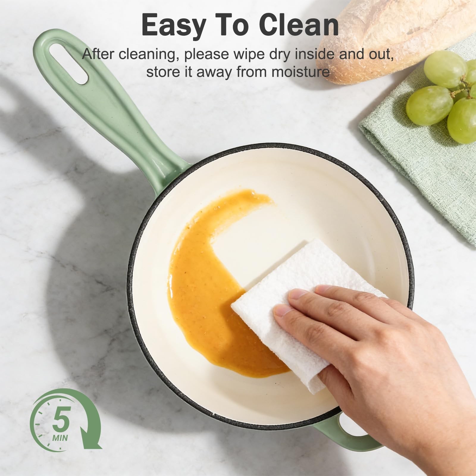 1 Quart Saucepan with Lid, Enameled Cast Iron, Oven Safe up to 500°F – Perfect