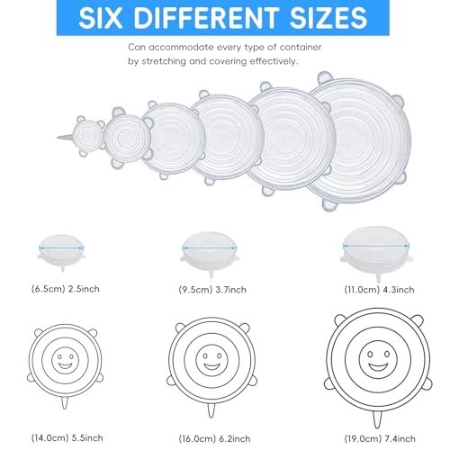 12PCS Silicone Stretch Lids for Food Storage, 6 Specifications of Reusable Si…