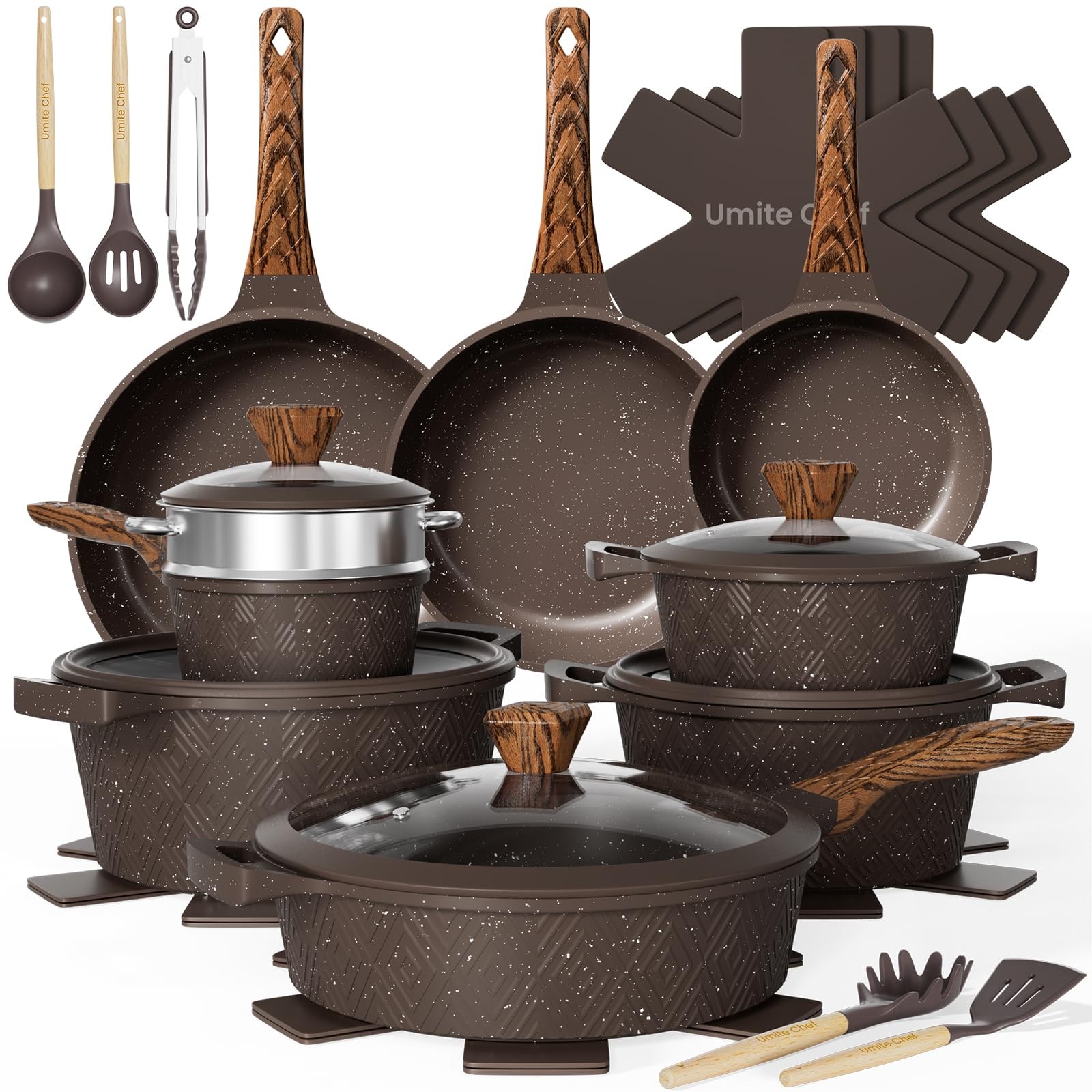 Umite Chef 26Pcs Pots And Pans Set Non Stick Nonstick Cookware Sets Induction