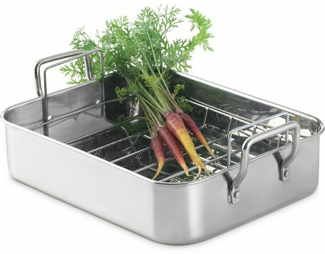 Martha Stewart Stainless Steel Rectangular Roaster w Rack 17.5″ x 12.3″ x 5.7″