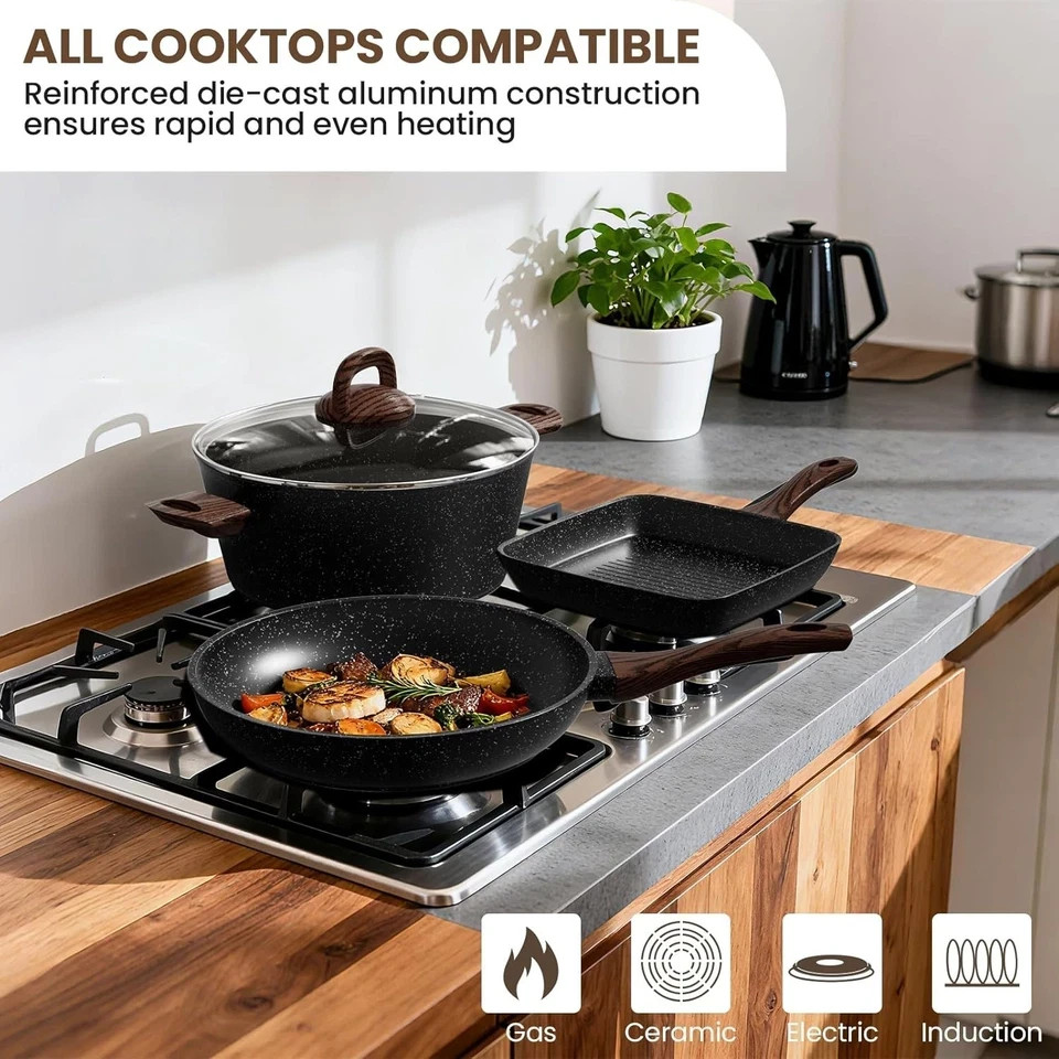 Non Stick Pots and Pans Set Kitchen Cookware Bakeware Induction 31 Pcs