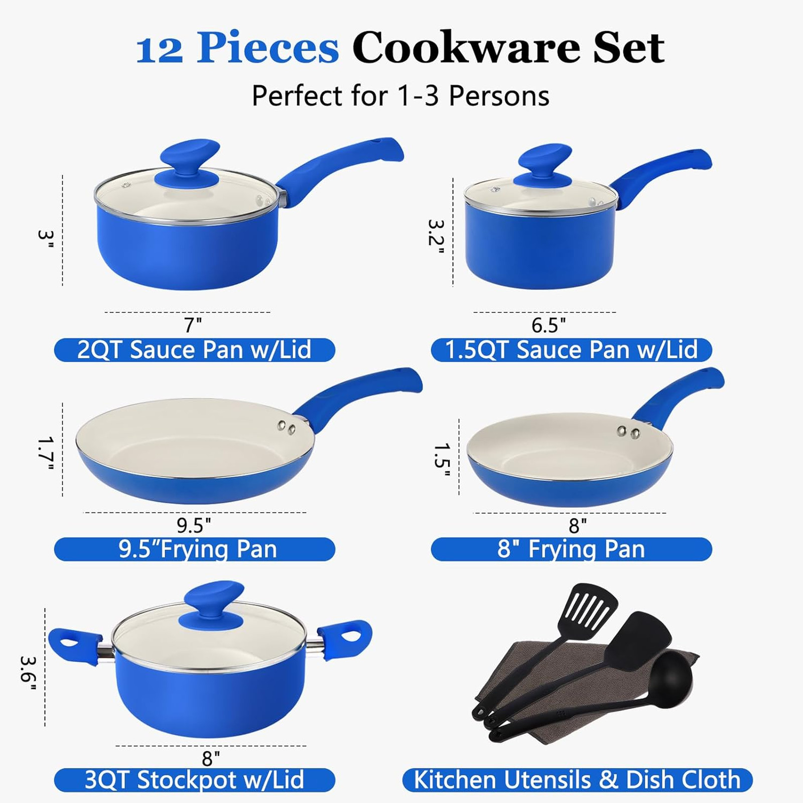 12-Piece Nonstick Ceramic Cookware Set with Stay-Cool Handles Induction