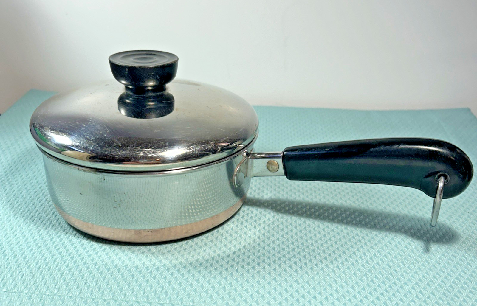 Revere Ware 3/4 Qt Sauce Pan Pot w/ Lid Copper Clad Stainless Steel .75 Vintage