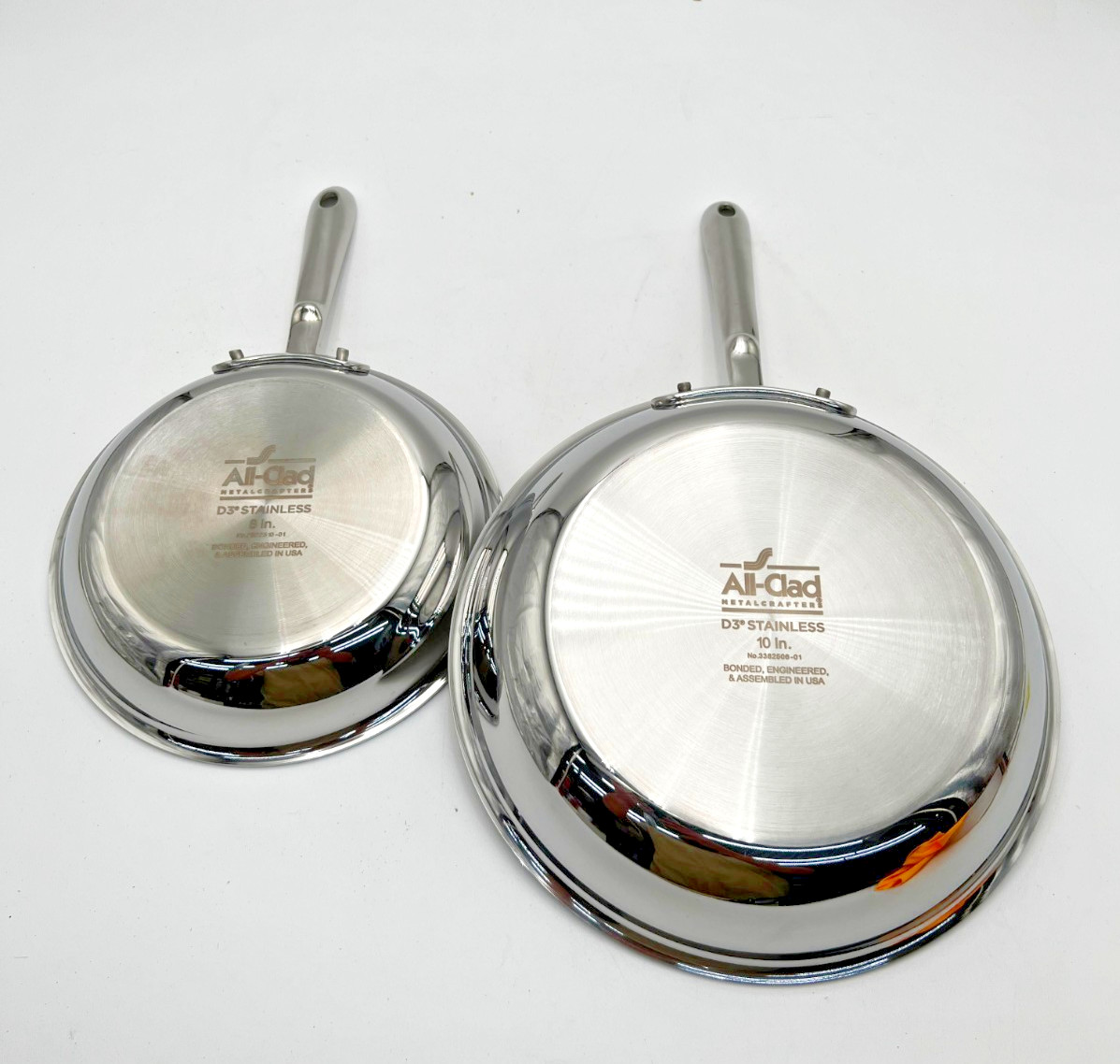 All-Clad D3 Stainless Steel Fry Pan Set 8 & 10 Inches Bonded Made In USA