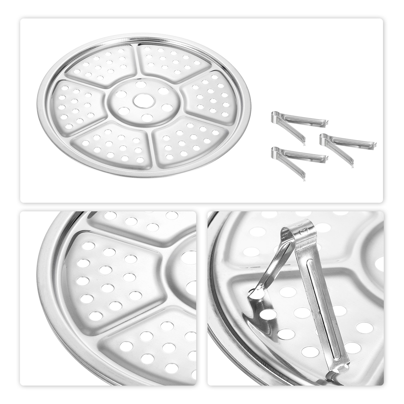 3pcs Stainless Steel Steamer Rack with Stand Insert Stock Pot Steaming Tray