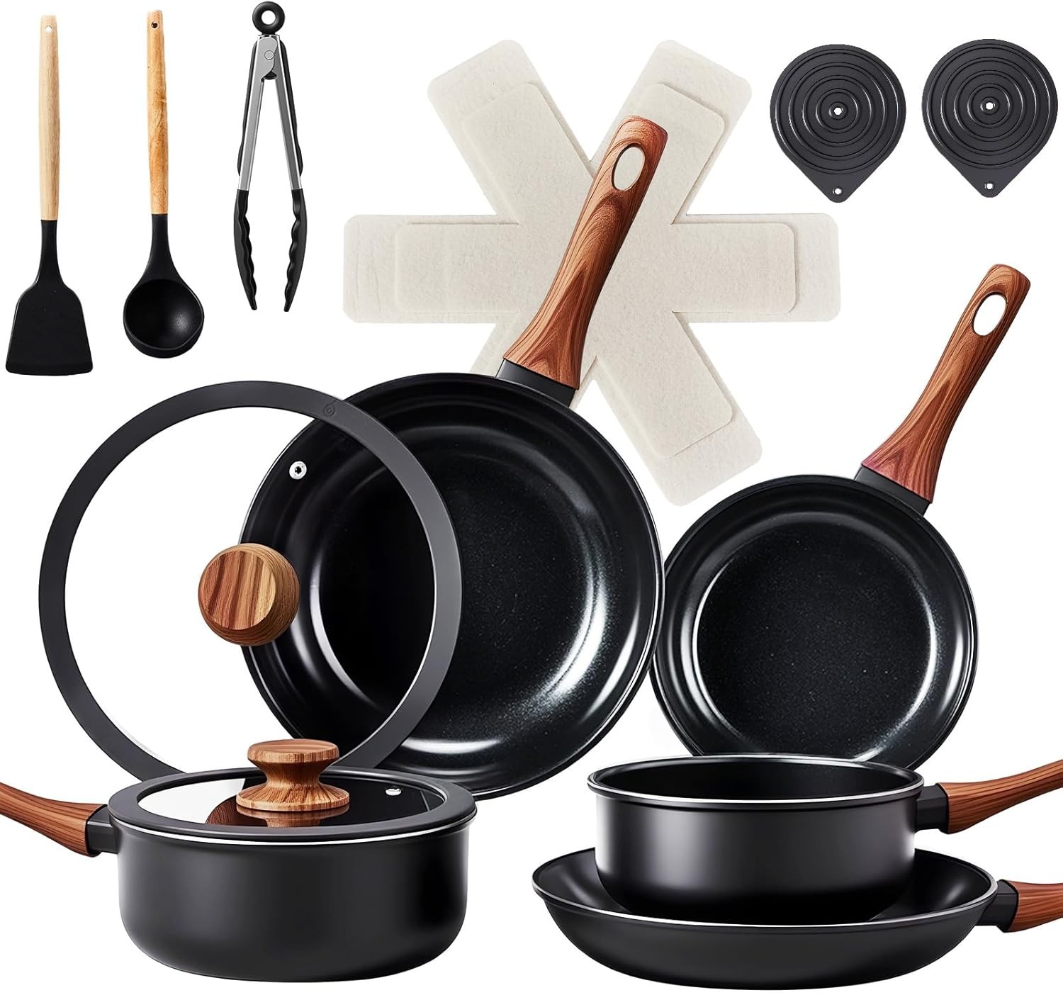 17 Pcs Nonstick Pots and Pans Set Cast Aluminum Kitchen Cookware Set for Kitchen