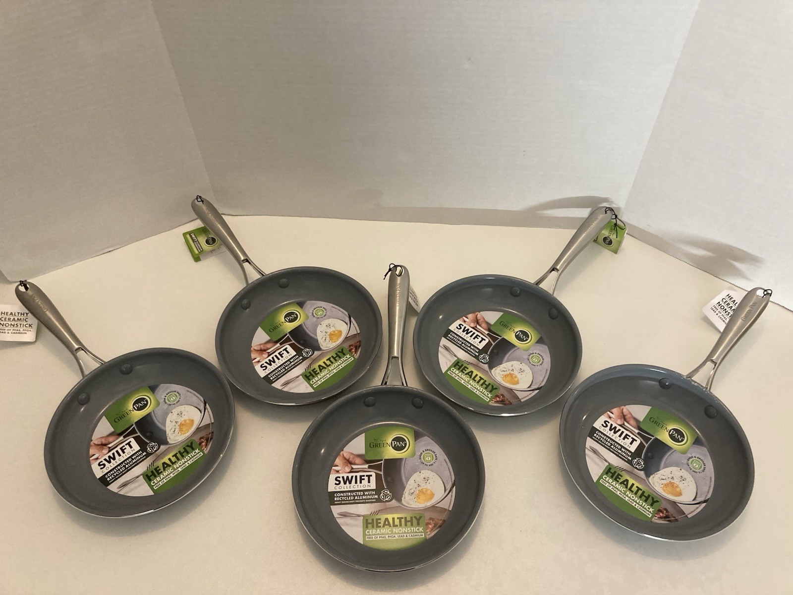 GreenPan Swift Ceramic Nonstick 8″ Frying Pan Skillet Stainless Steel Lot Of 5
