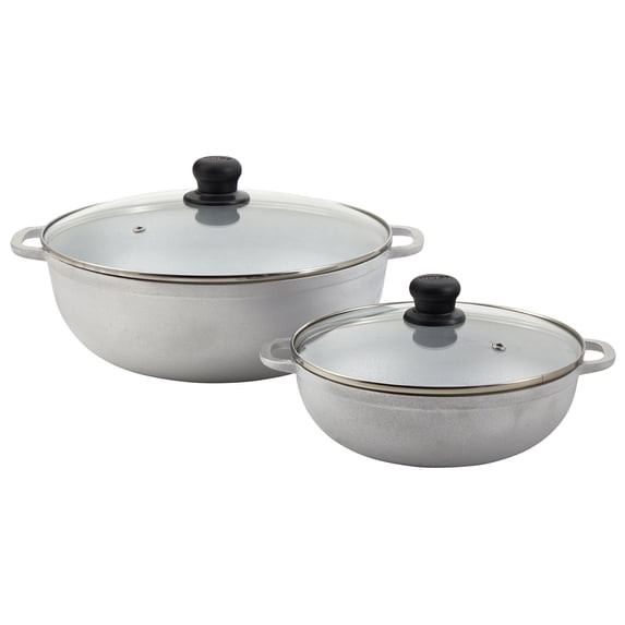 IMUSA 2.5/7.0qt Cast Aluminum Caldero 2pc Set with Glass lid – 22/30cm
