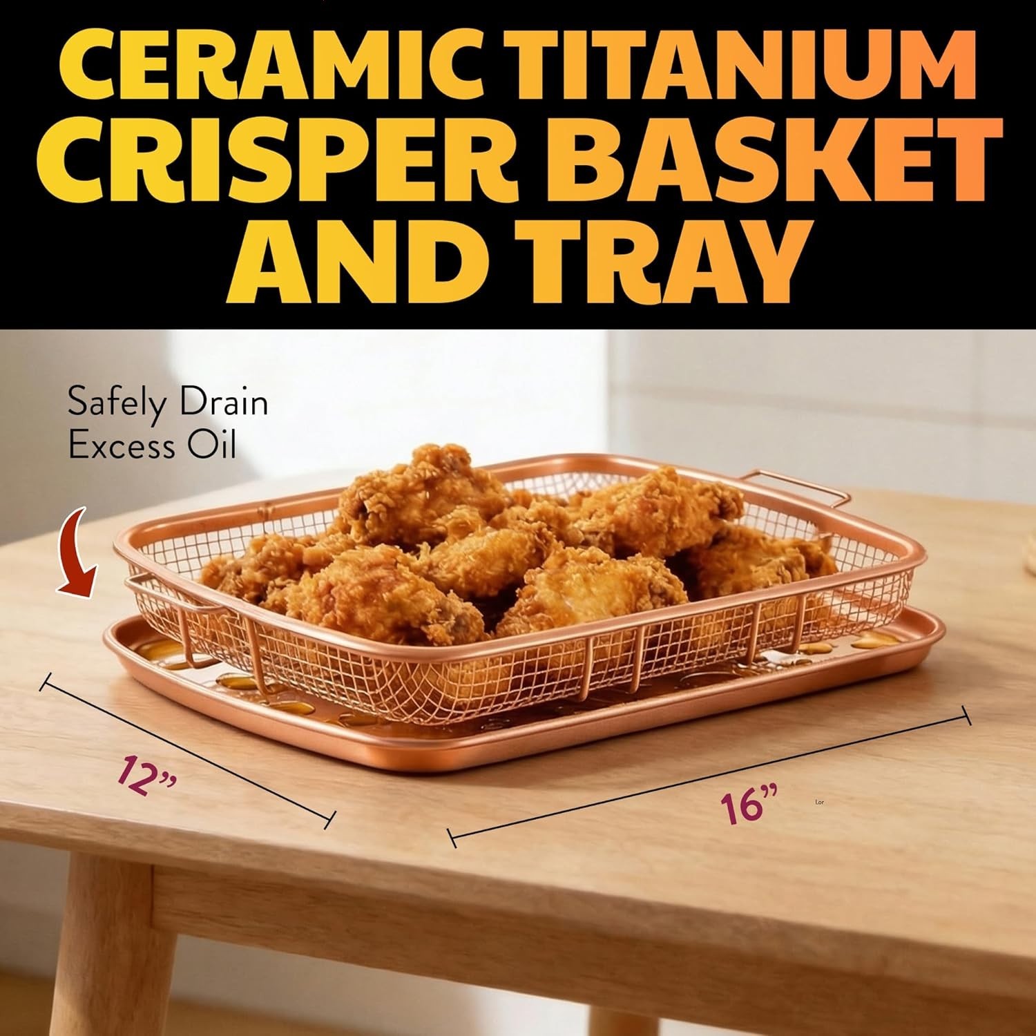 NIB Gotham Steel Nonstick Crisper Tray for Oven 2PC Set + Recipies 12″ x 9″ NEW