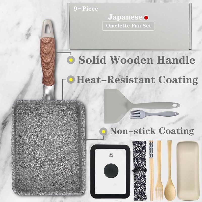 Japanese Omelet Pan Set Nonstick Cooking Tools Induction Electric Stove Cookware